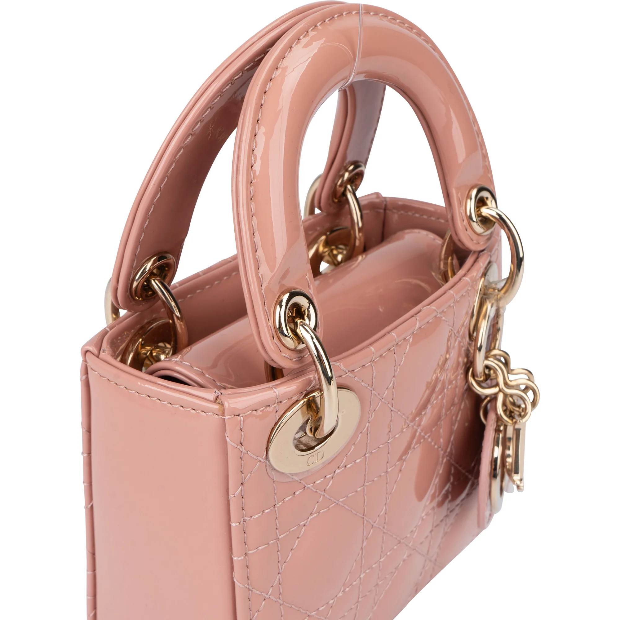 Christian Dior Quilted Patent Leather Micro Lady Dior Handbag