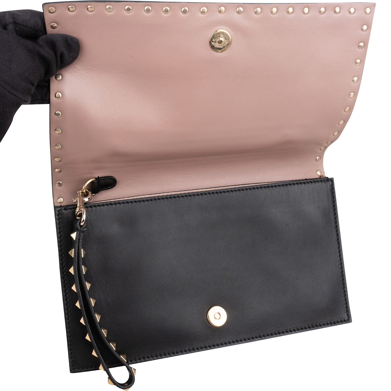 Valentino Garavani Black Leather Rockstud Clutch