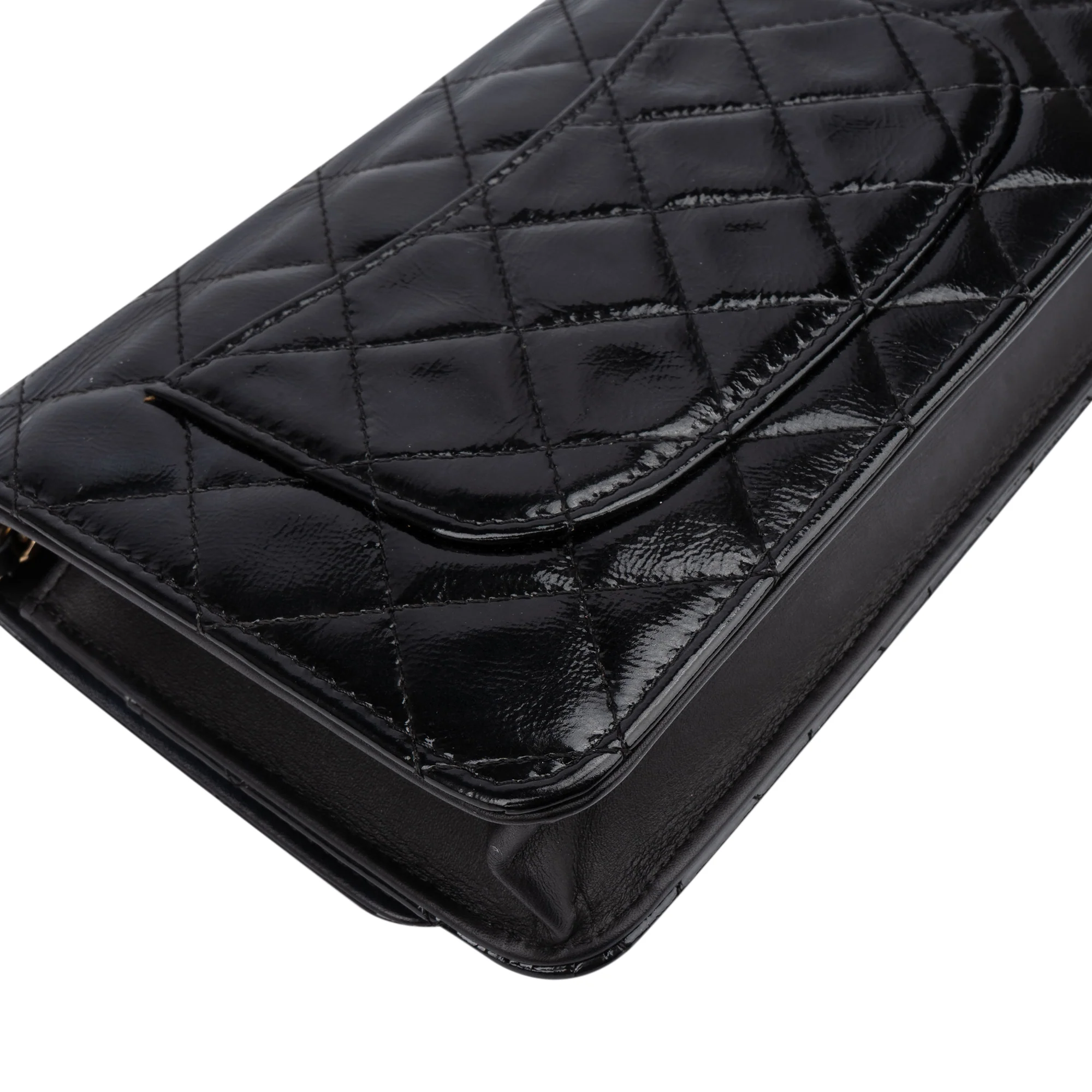 Chanel Quilted Patent Leather 2.55 Wallet On Chain Crossbody Bag