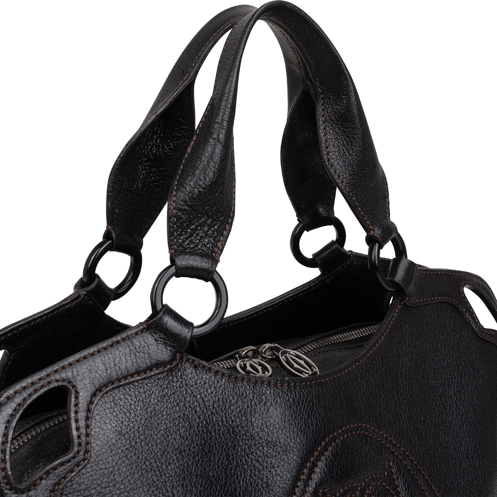 Cartier Black Grained Leather Marcello de Cartier Handbag