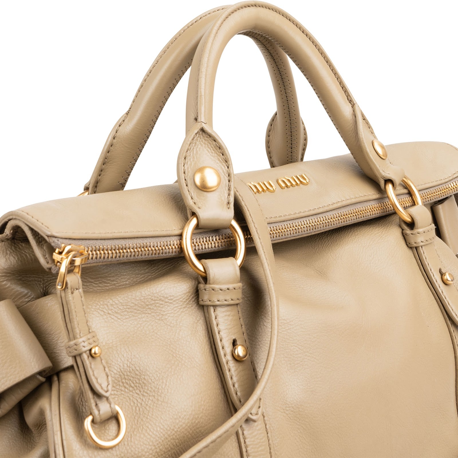 Miu Miu – Vitello Lux Leather Bow Schultertasche