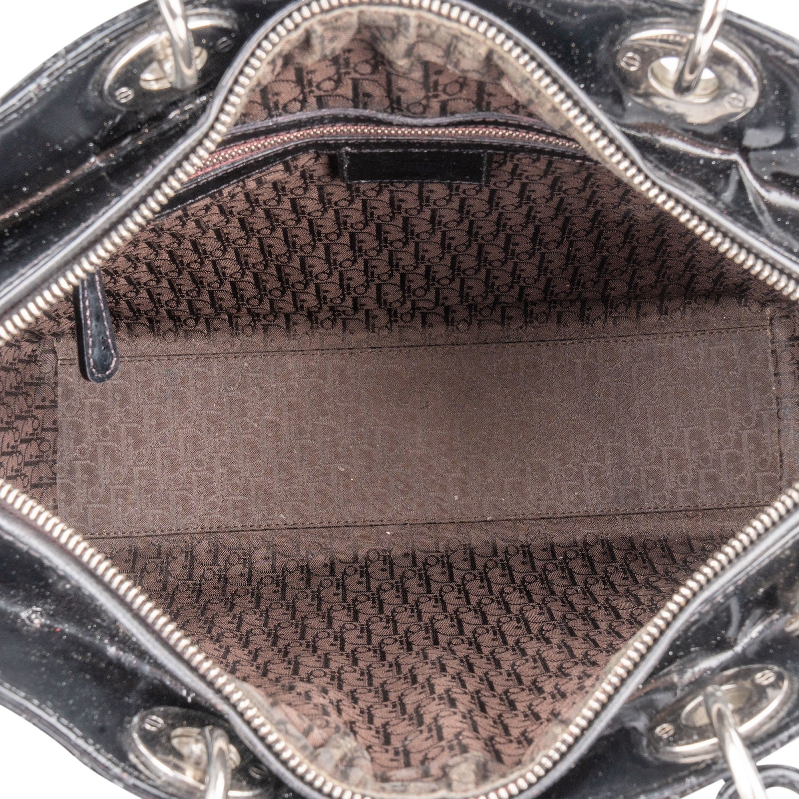 Christian Dior Quilted Patent Leather Lady Dior Handbag