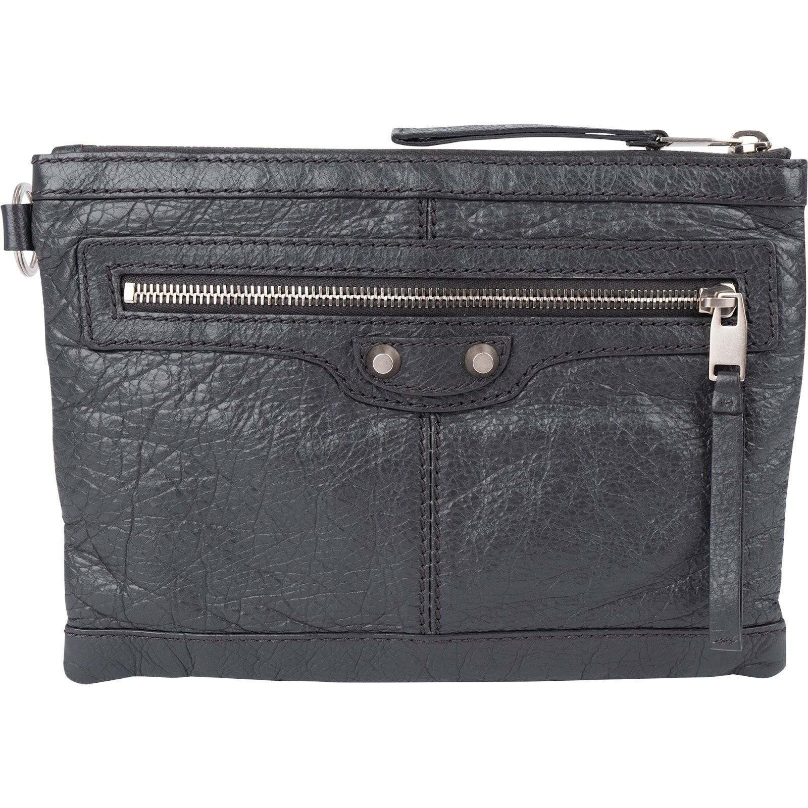 Balenciaga Grey Arena Leather Classic Clutch