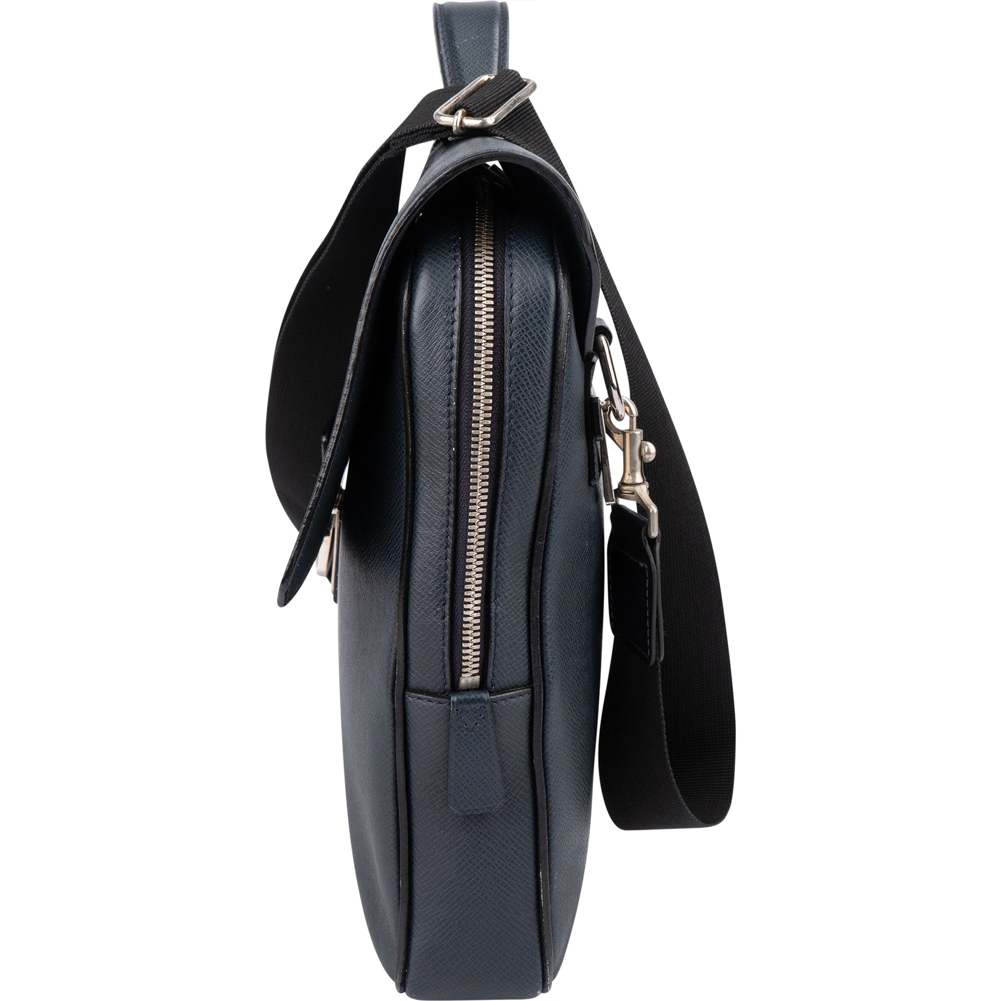 Sac d'affaires Vassili PM Louis Vuitton en cuir Taiga bleu