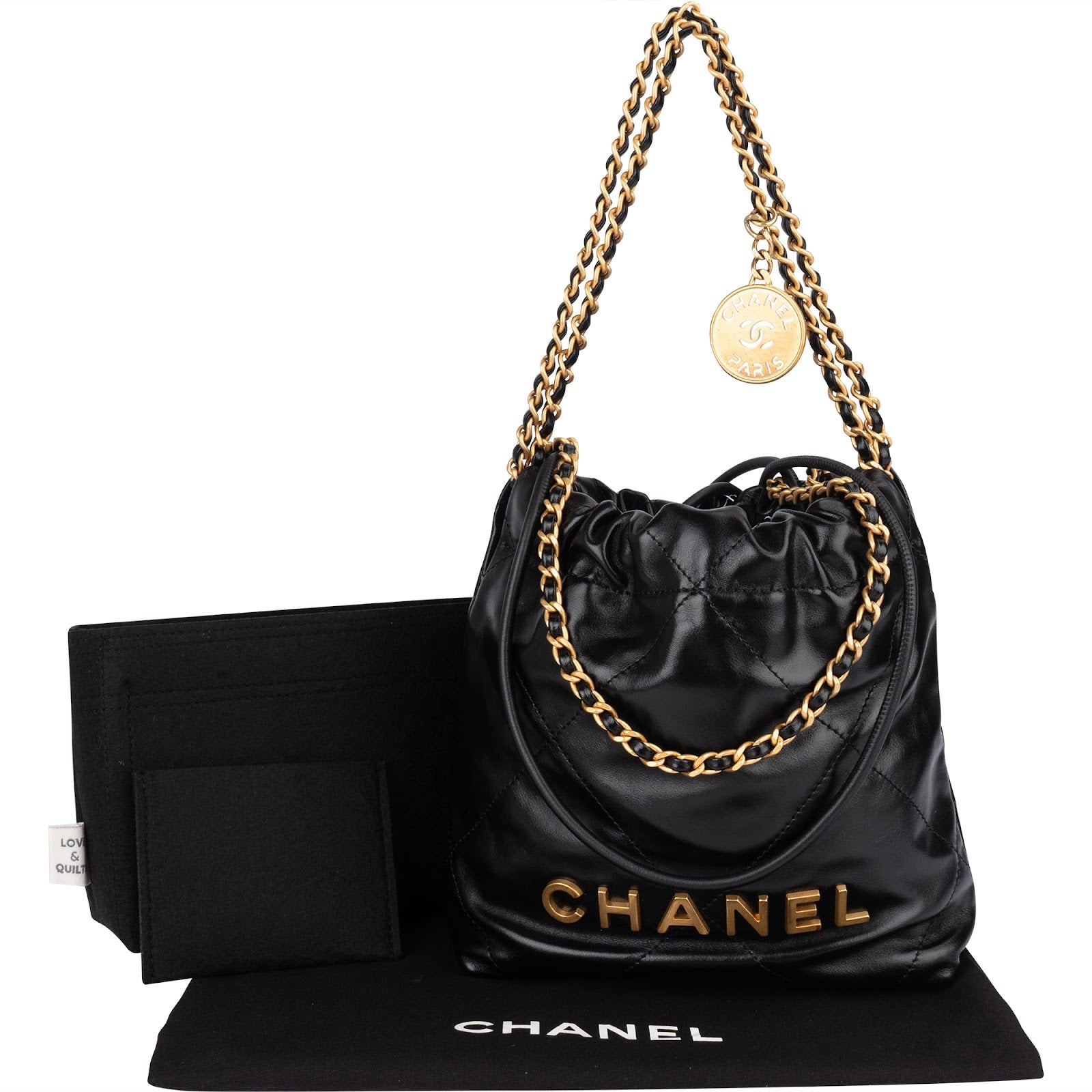 Chanel 22 Stitching Lambskin Small Drawstring Crossbody Bag