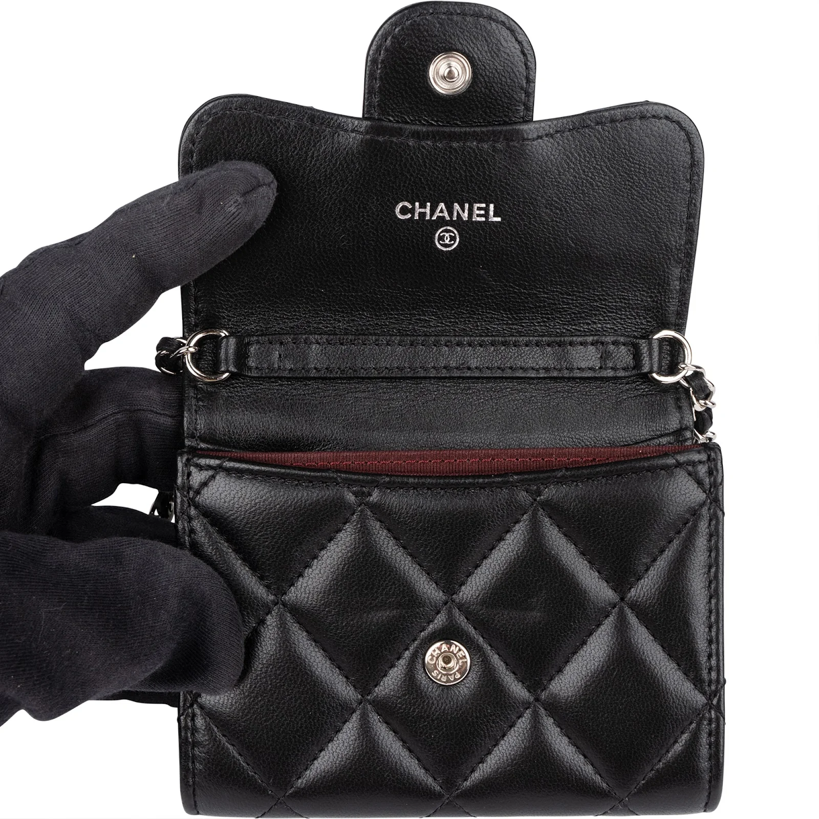 Chanel Quilted Lambskin CC Single Flap Wallet on Chain