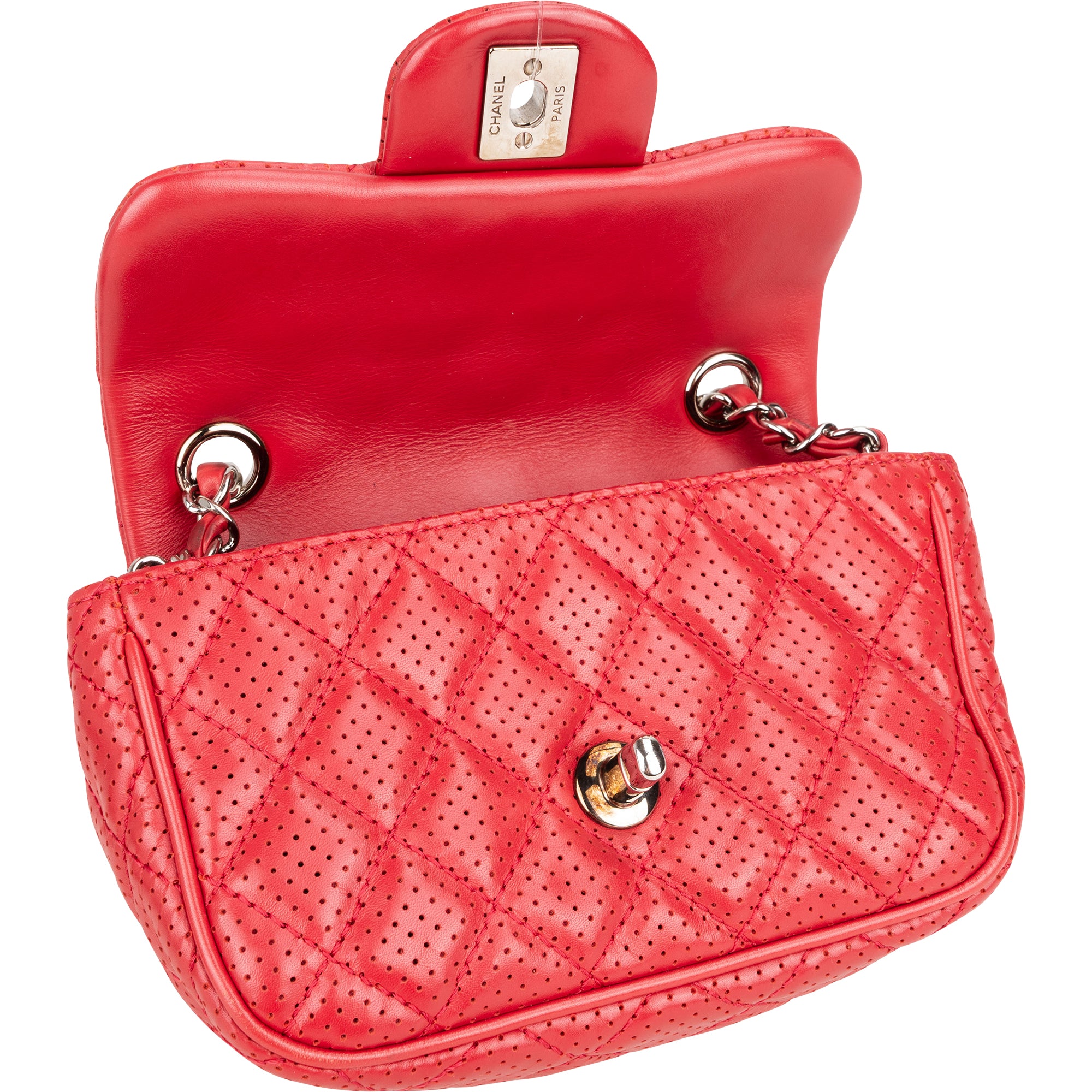 Chanel Quilted Perforated Lambskin Single Flap Crossbody Bag