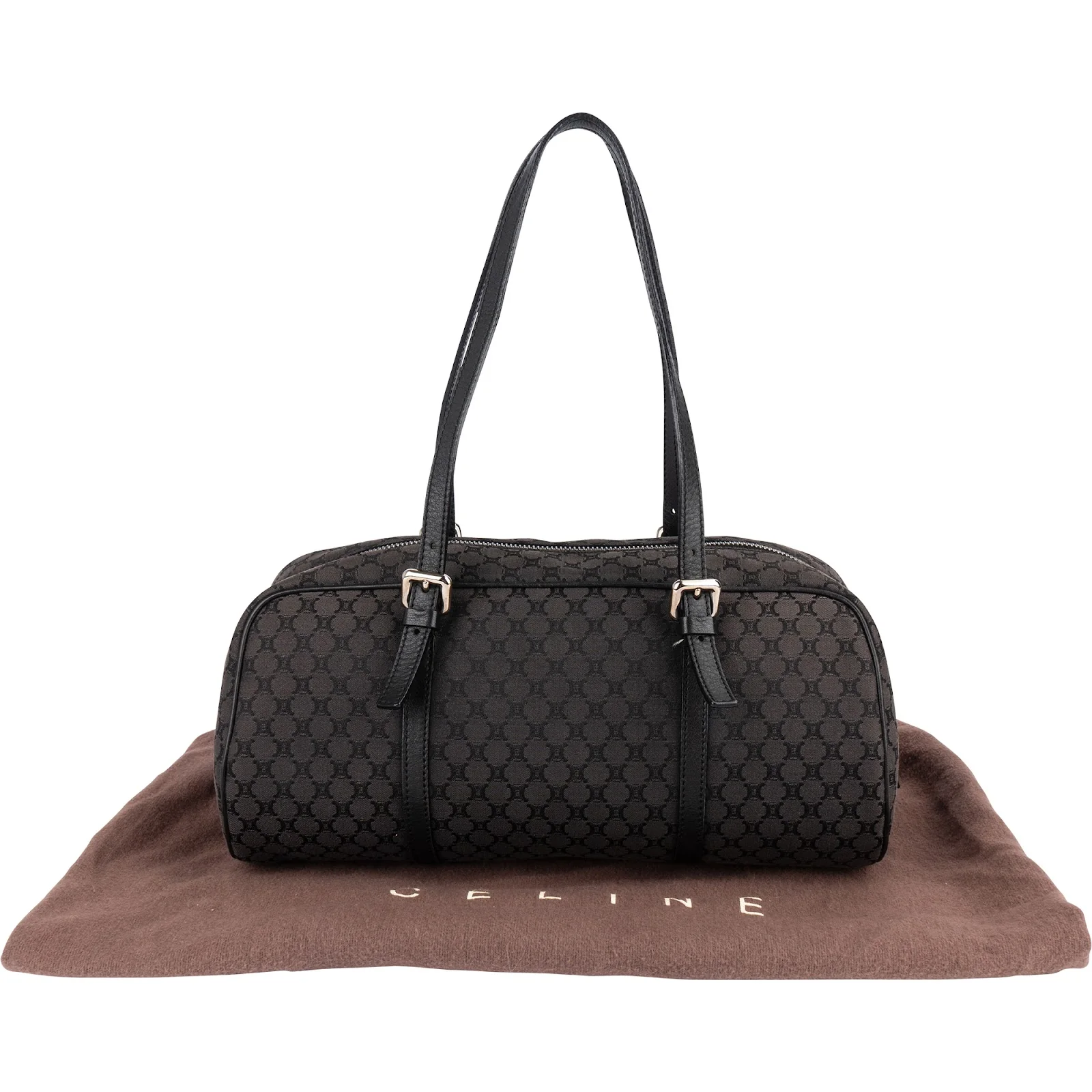 Celine Black Macadam Nylon Boston Shoulder Bag