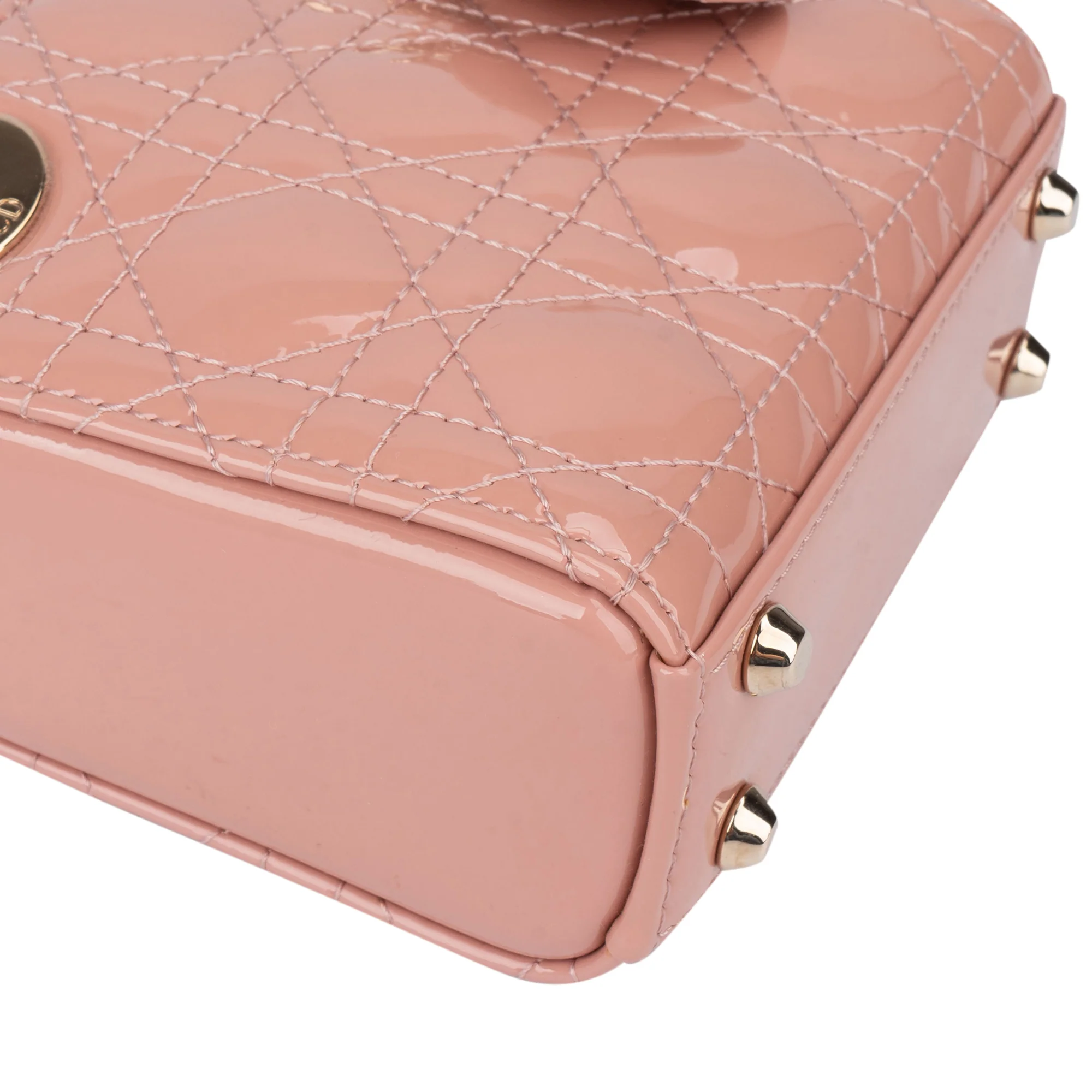 Christian Dior Quilted Patent Leather Micro Lady Dior Handbag