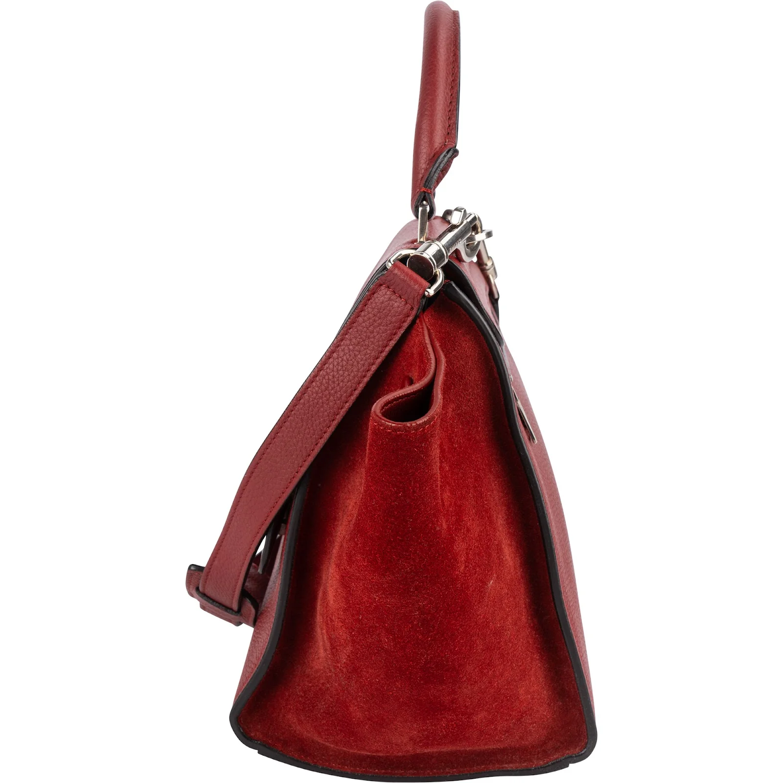 Celine Grained Calfskin Suede Leather Trapeze Handbag
