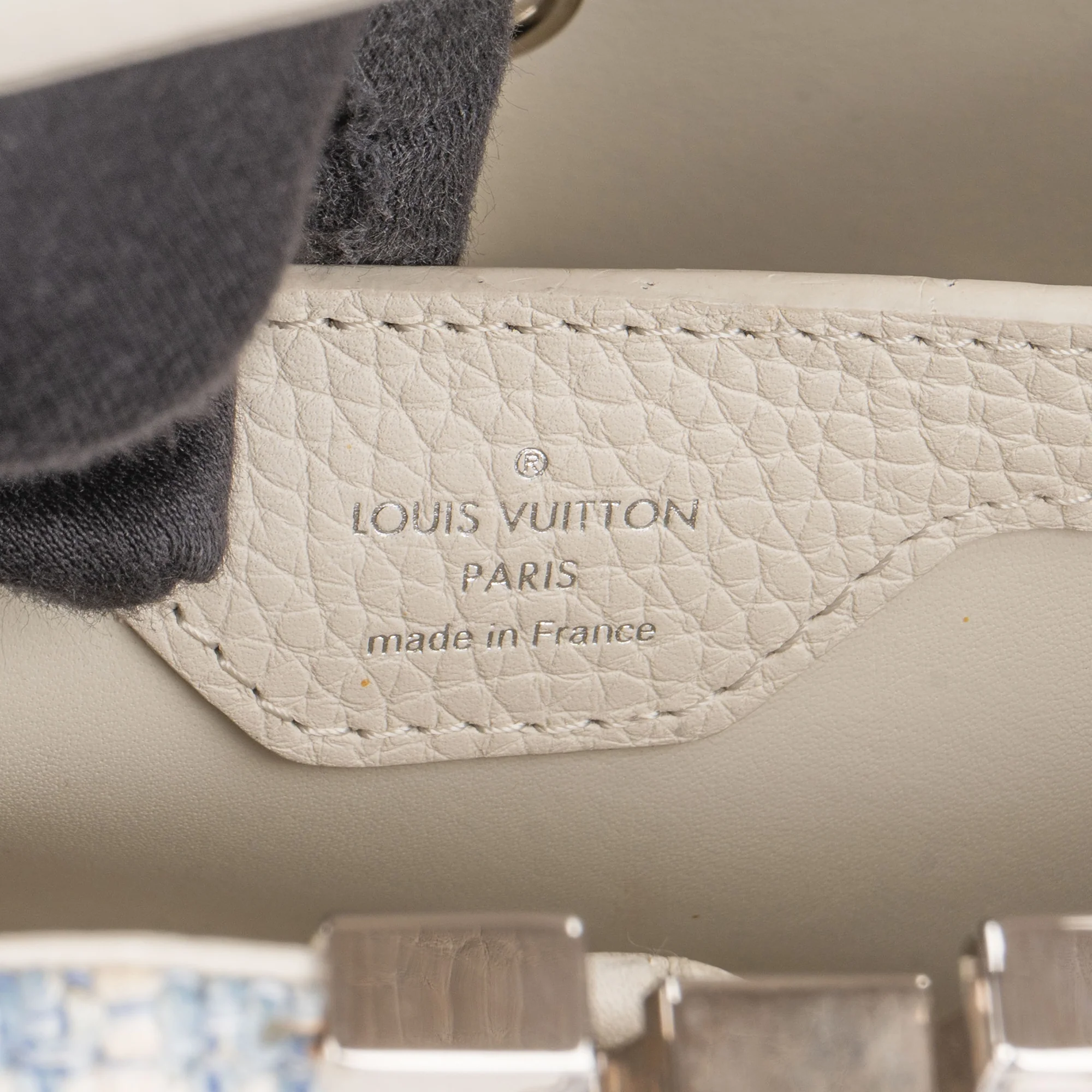 Louis Vuitton Bleu Blanco Tweed Capucines BB Handbag