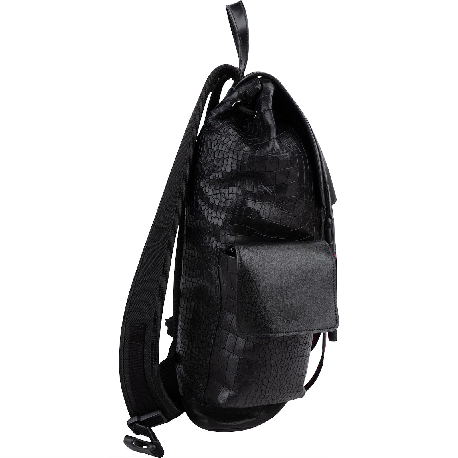 Gucci Crocodile-Embossed Leather Web Stripe Backpack