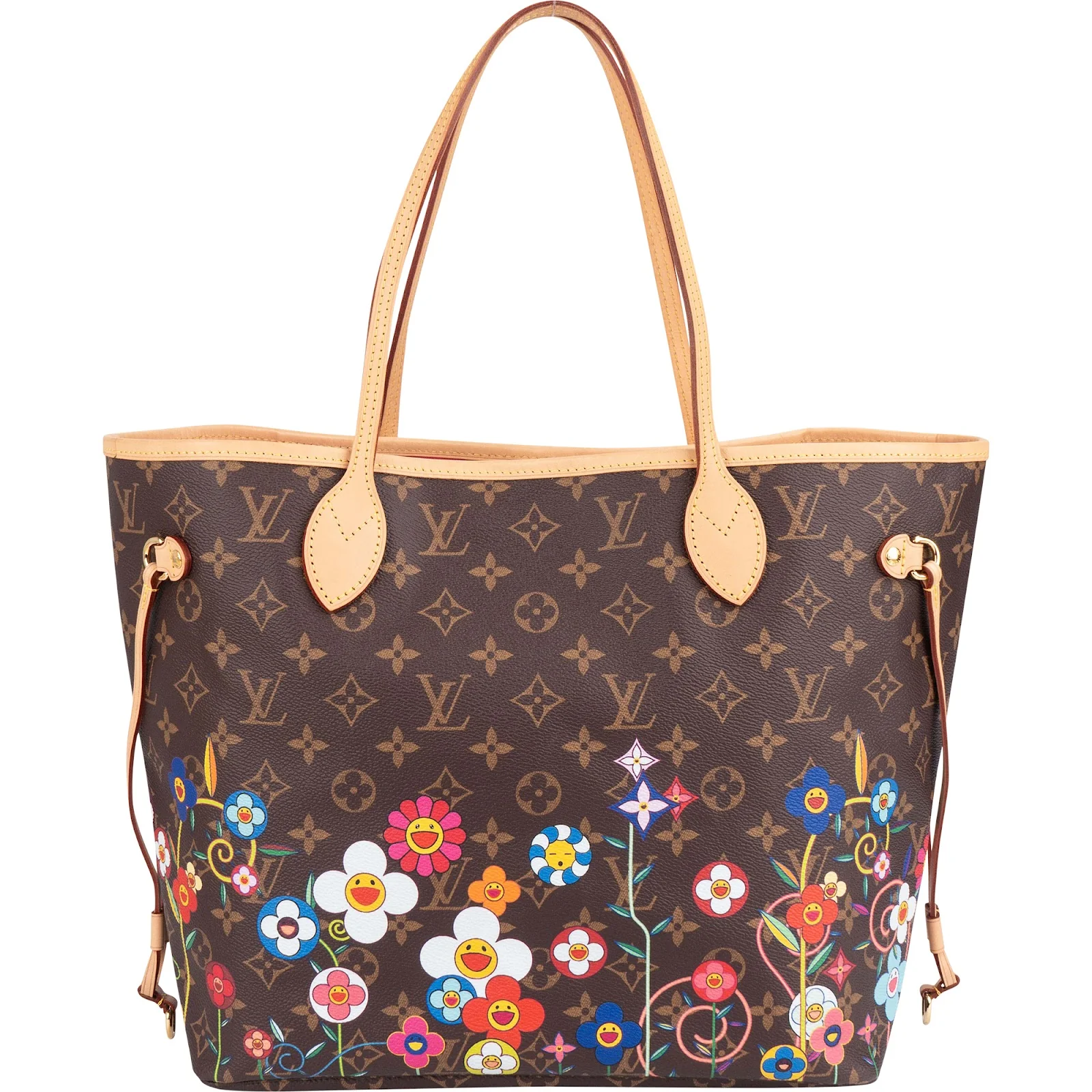 Louis Vuitton Monogram Canvas Murakami Flowers Neverfull MM Shopper Bag