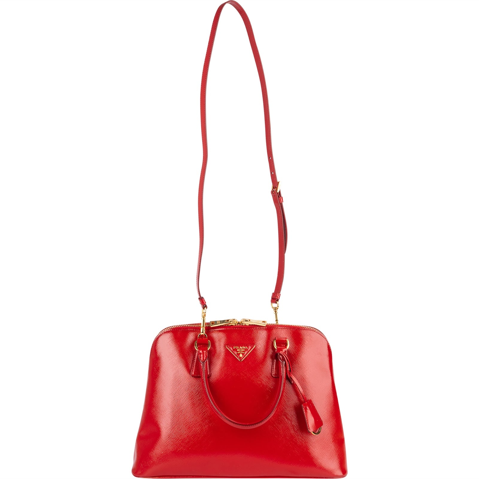 Prada Patent Saffiano Vernice Promenade Handbag