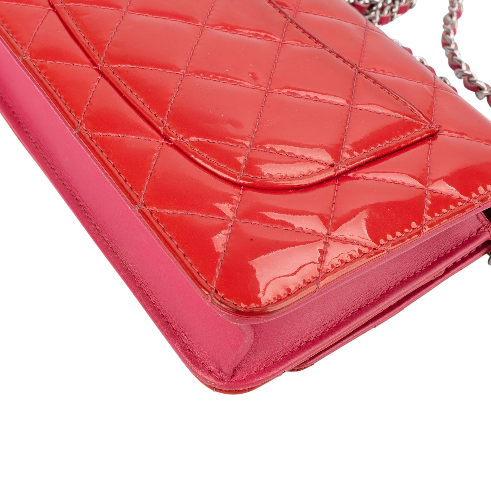 Chanel Quilted Patent Leather Wallet on Chain
