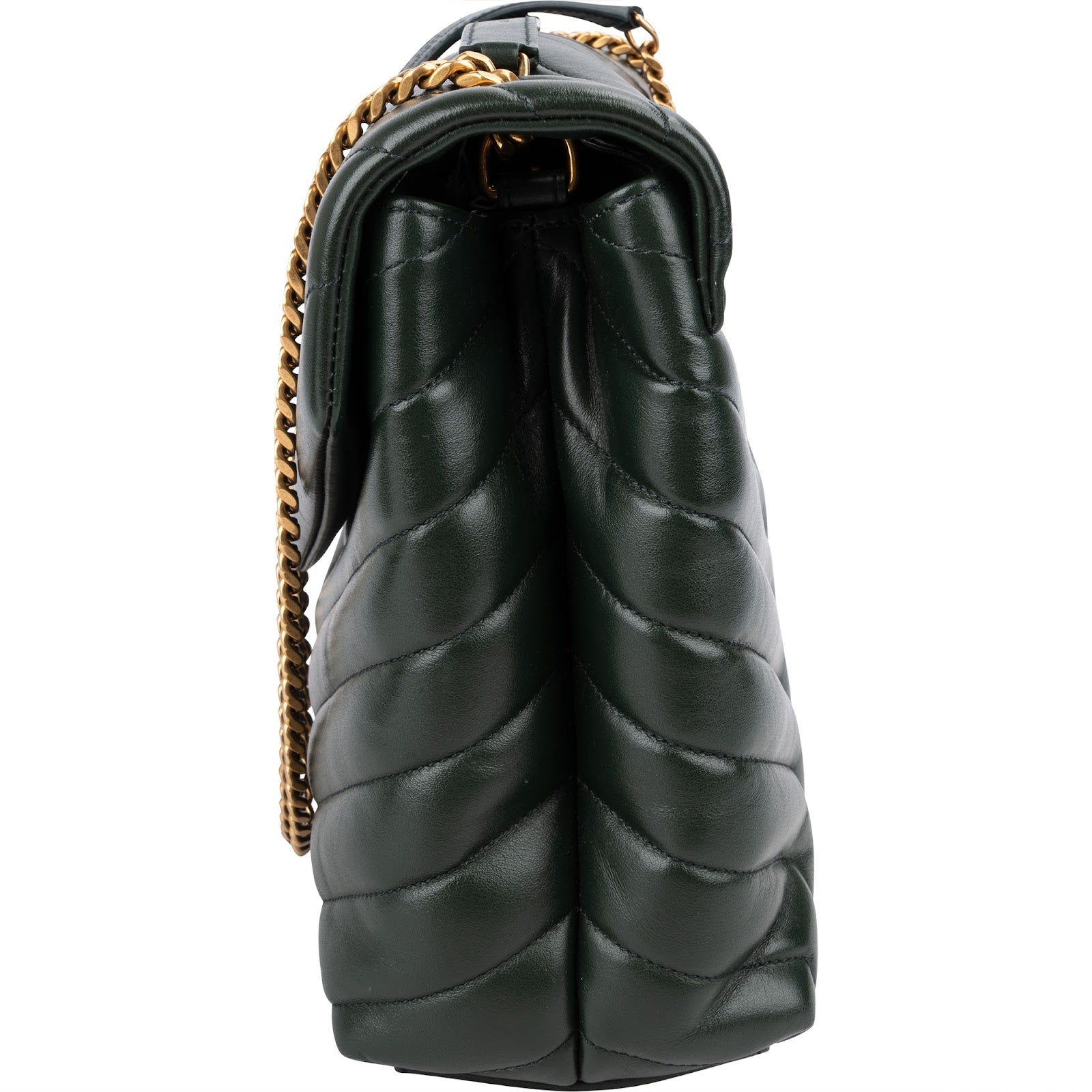 Yves Saint Laurent Dark Green Quilted Calfskin Medium Loulou Schultertasche
