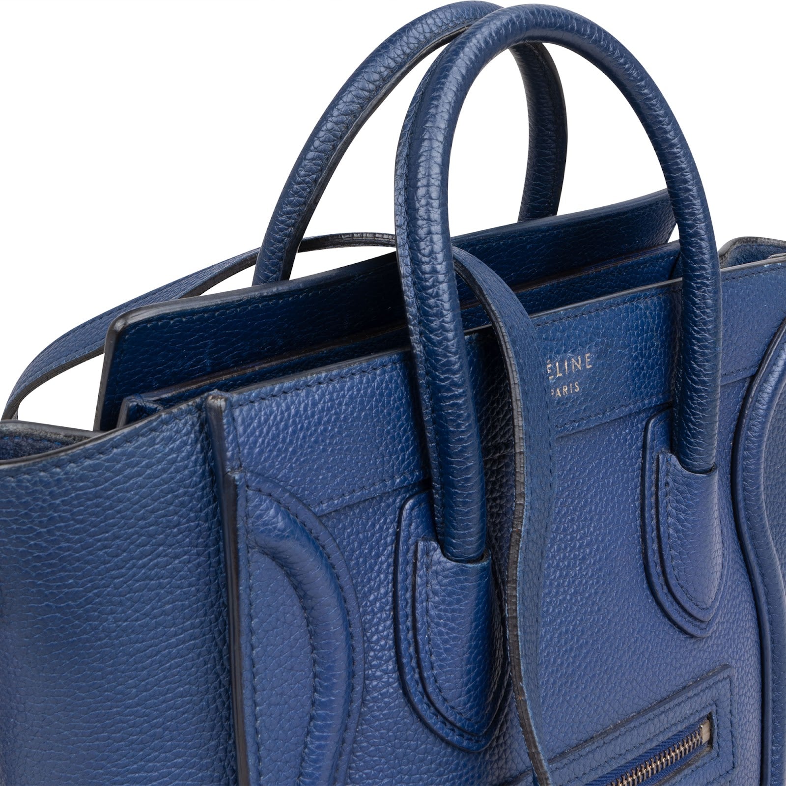 Céline Blue Grained Leather Luggage Nano Crossbody Bag
