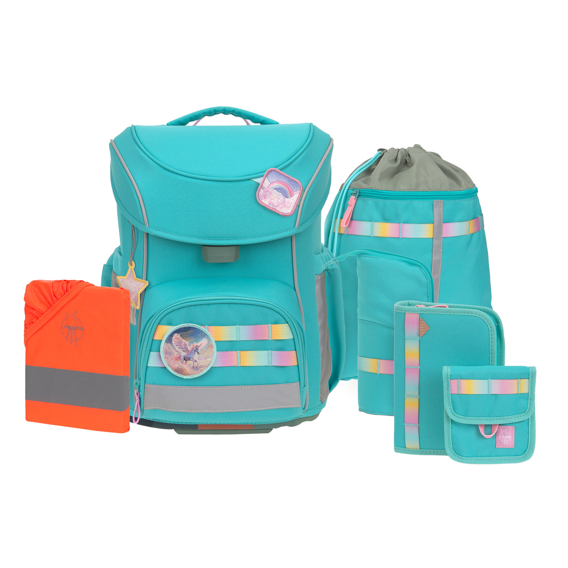 School Set Slim Unique Schulranzenset 6tlg. - turquoise