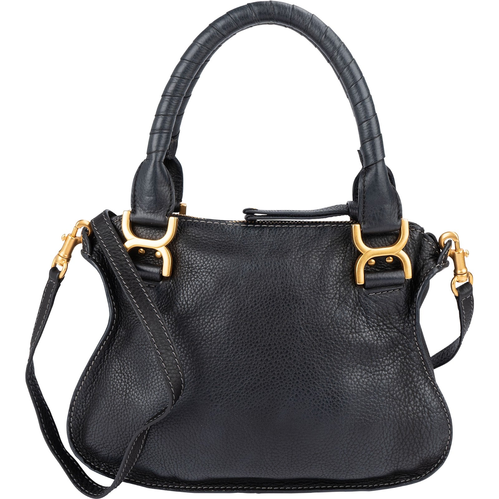 Chloé Black Grained Leather Marcie Handbag