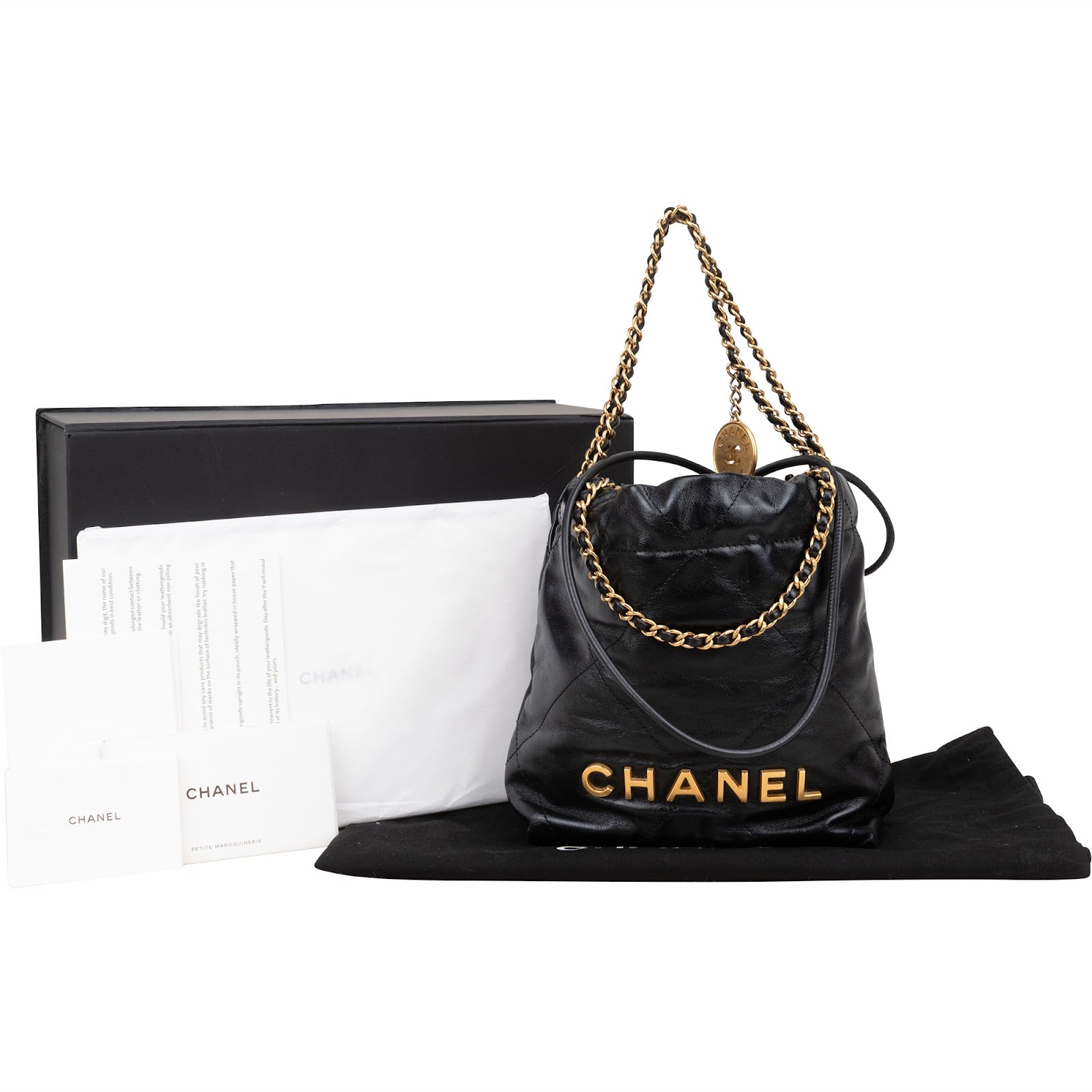Chanel 22 Quilted Lambskin Drawstring Crossbody Bag