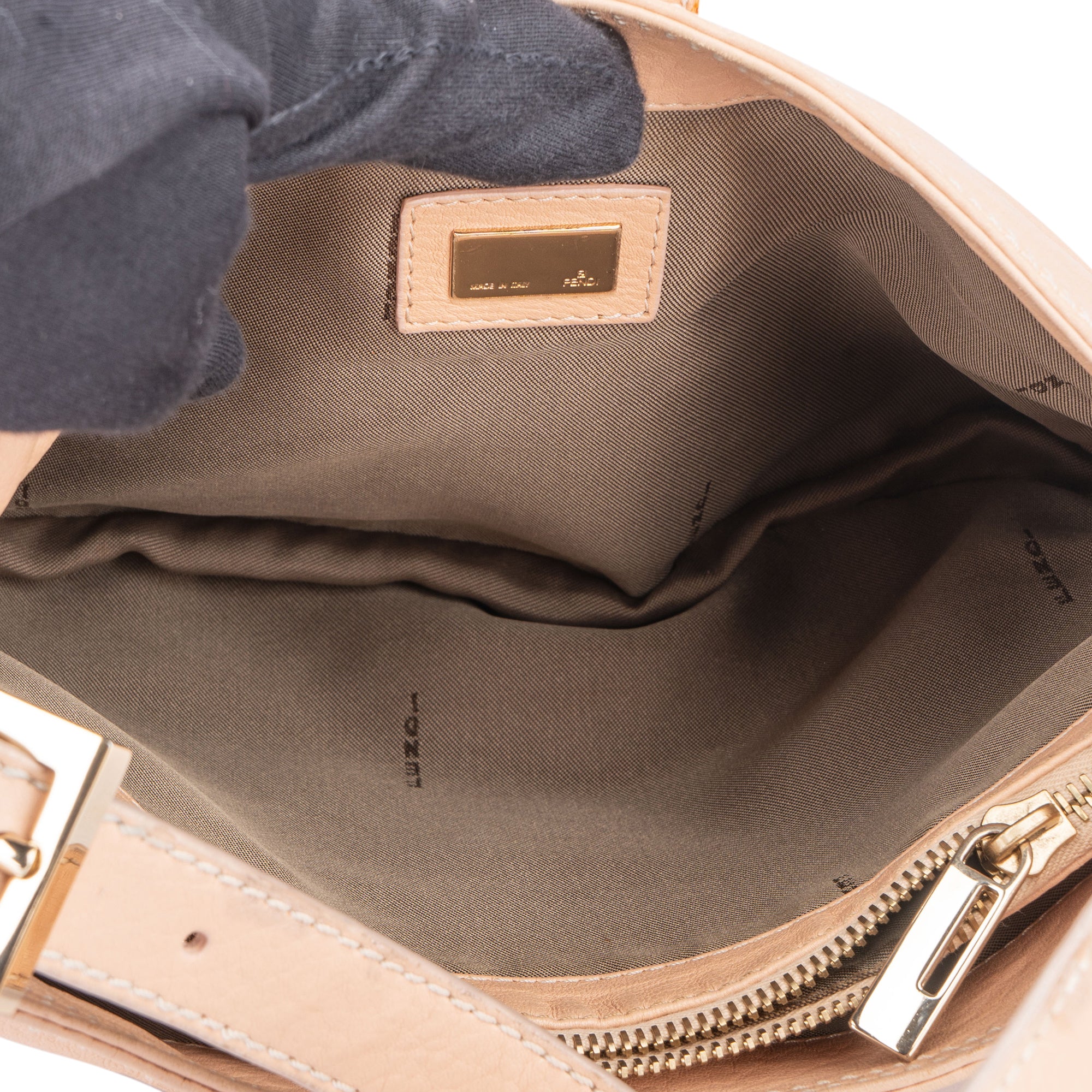 Fendi - FF Rose Leather Baguette Handbag