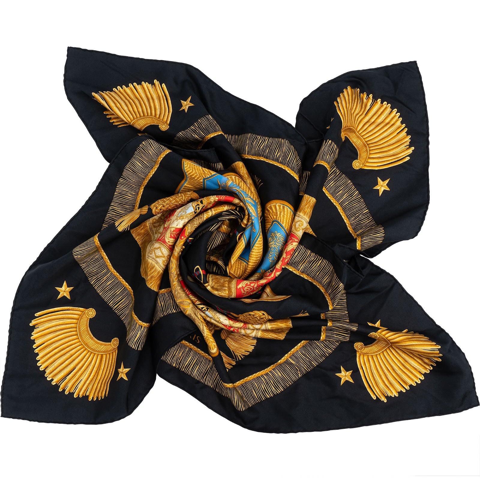Hermès Pols et Cocardes Silk Carre 90 Tuch