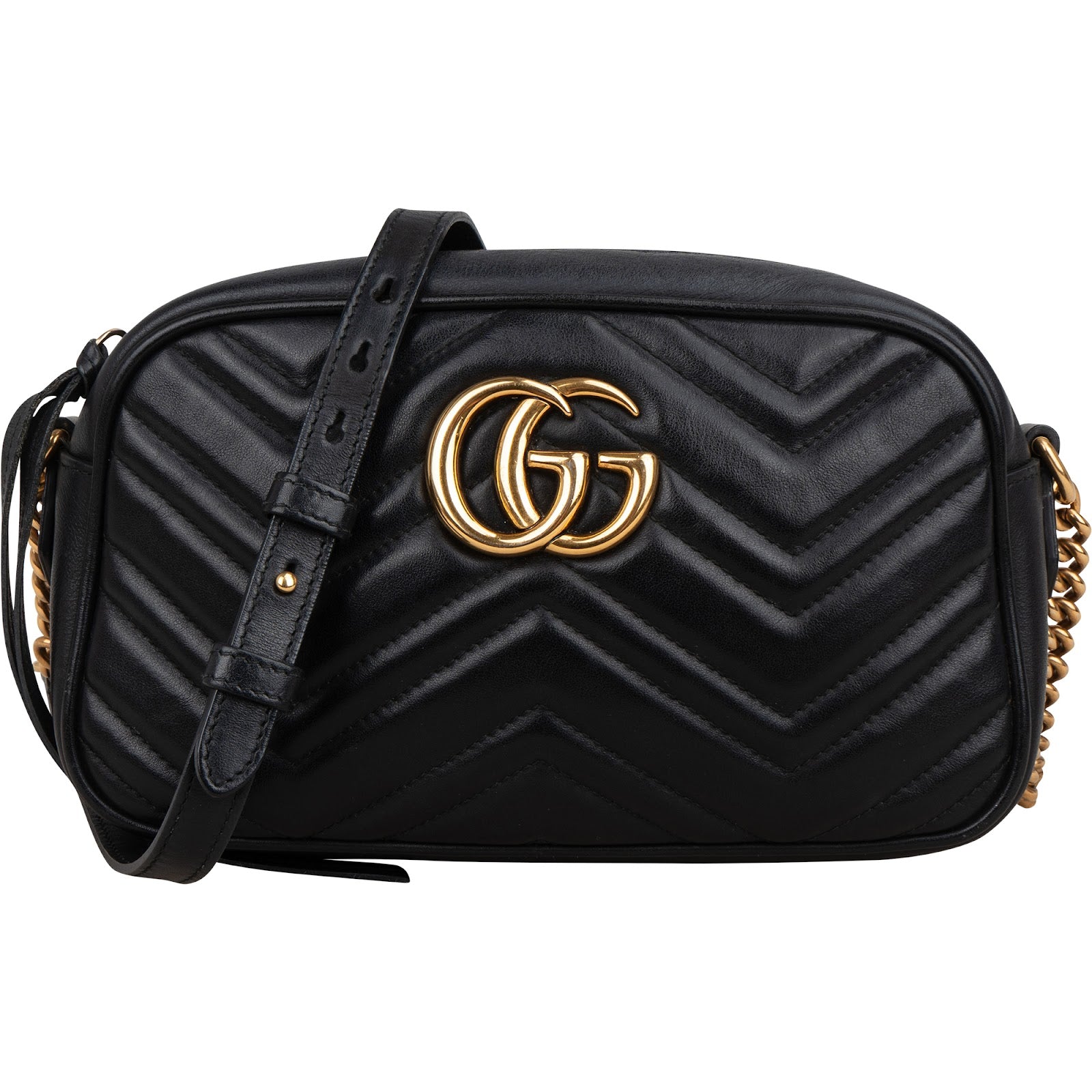 Gucci Chevron Matelassé Leather GG Marmont Camera Crossbody Bag