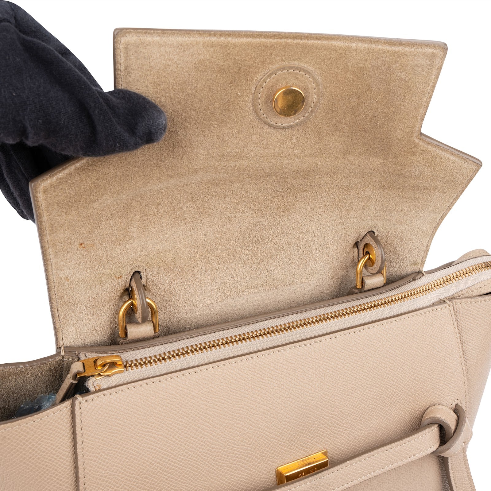 Céline Beige Grained Calfskin Nano Belt Handbag