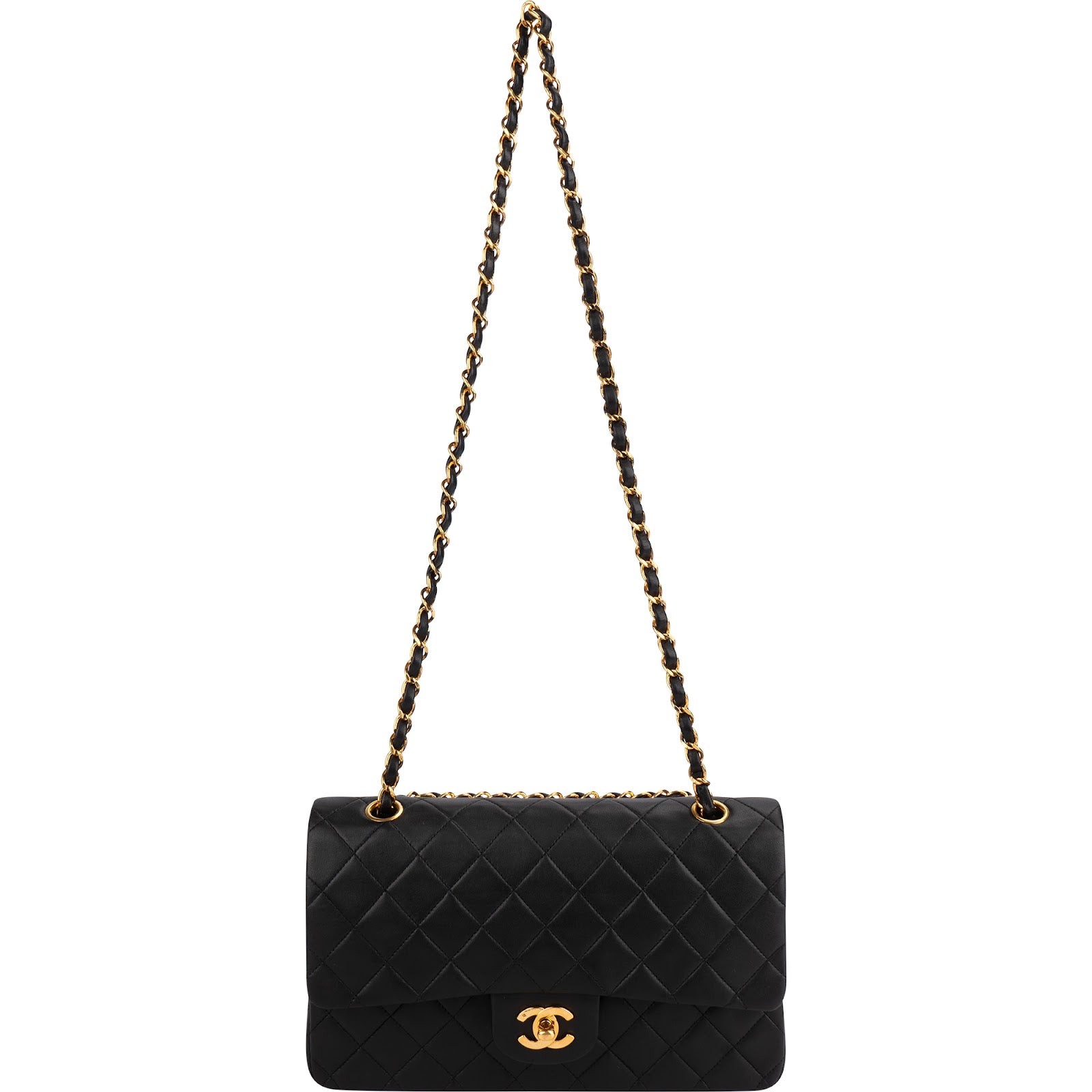 Chanel Quilted Lambskin 24K Gold Medium Double Flap Shoulder Bag