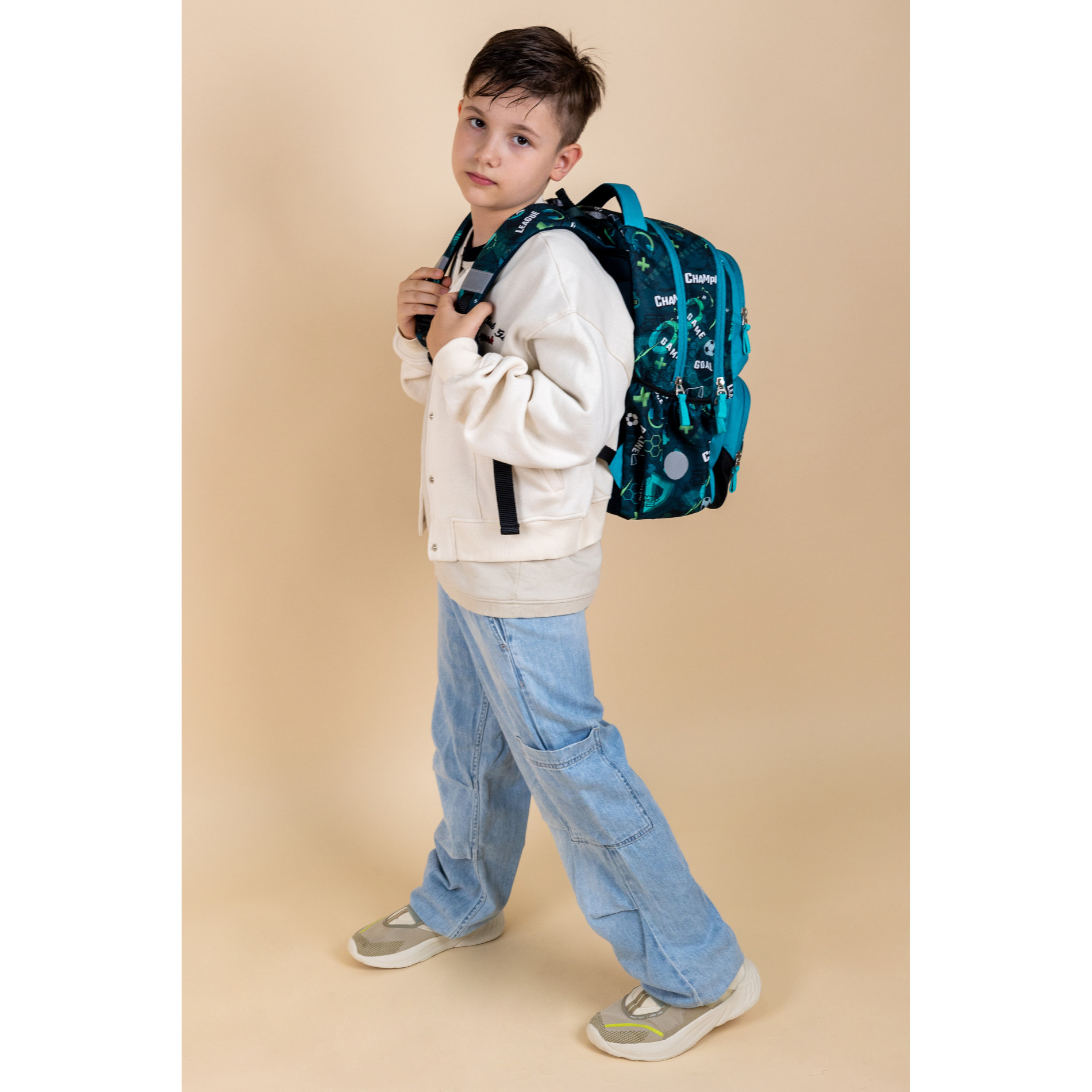 Maxi Pack Schulrucksack mit Brustgurt 2tlg. Set - Football Goal