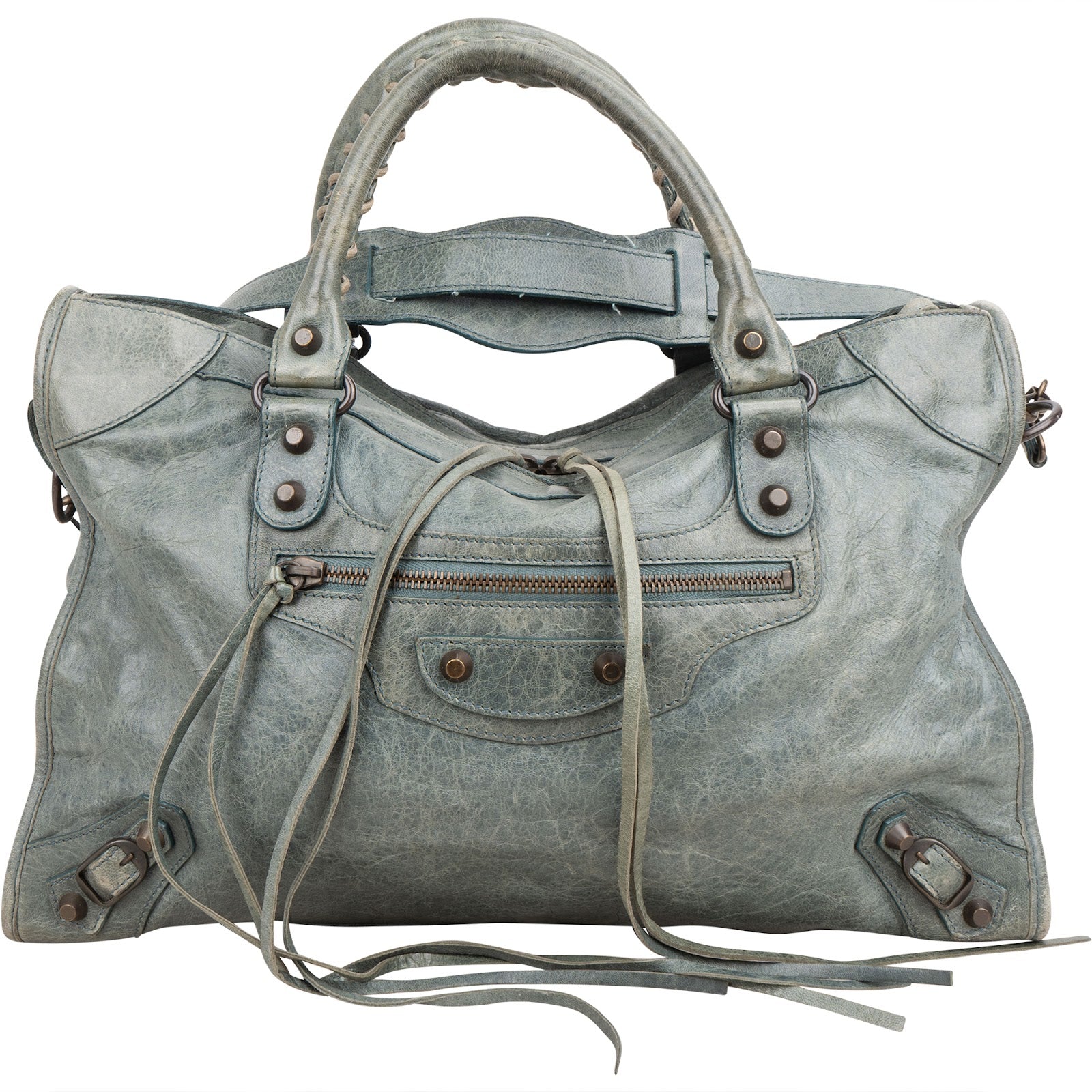 Balenciaga Petrol Leather City Handbag