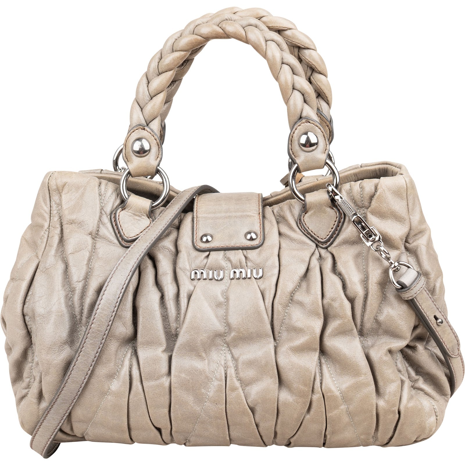 Miu Miu Vitello Lux Coffer Hobo Handbag