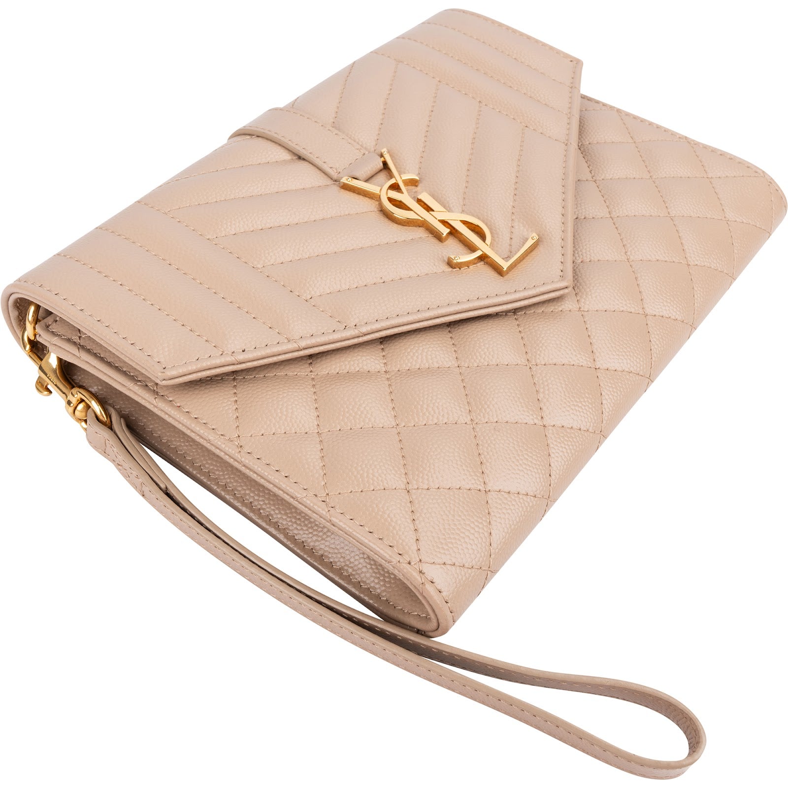 Saint Laurent Chevron Grain de Poudre Matelassé Pouch