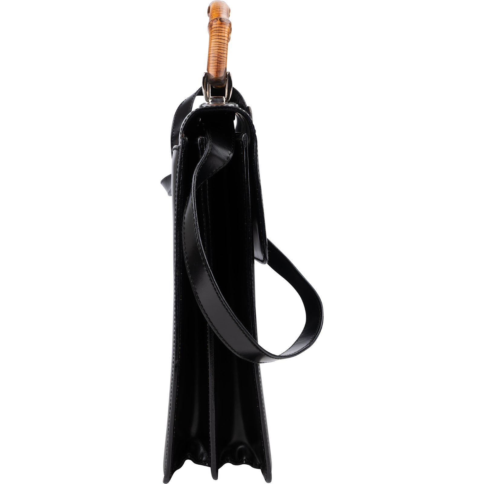 Gucci Black Leather Bamboo Aktentasche