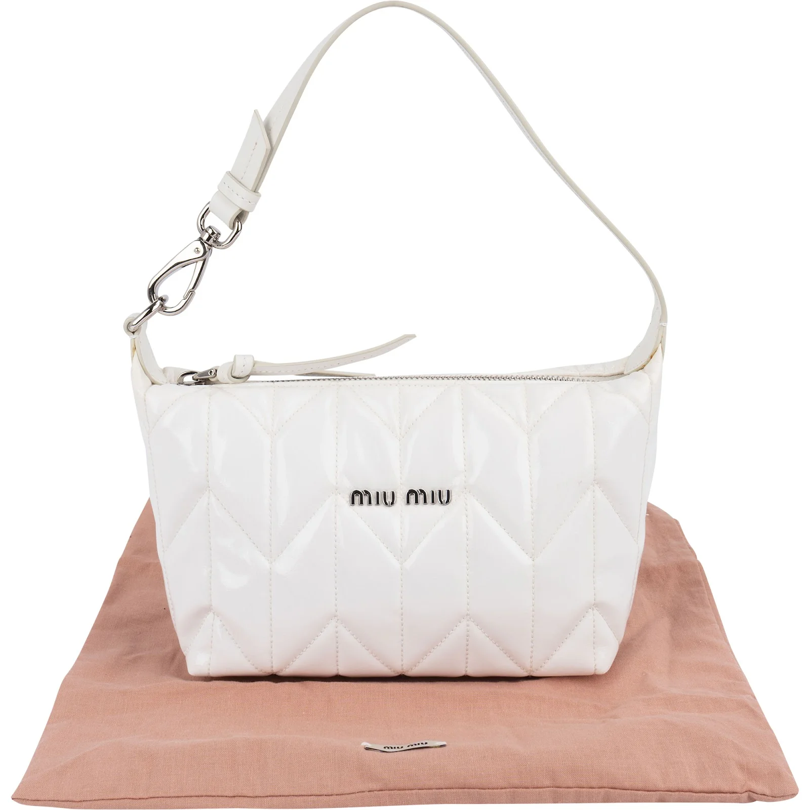 Miu Miu Quilted Patent Leather Mini Pouch Handbag