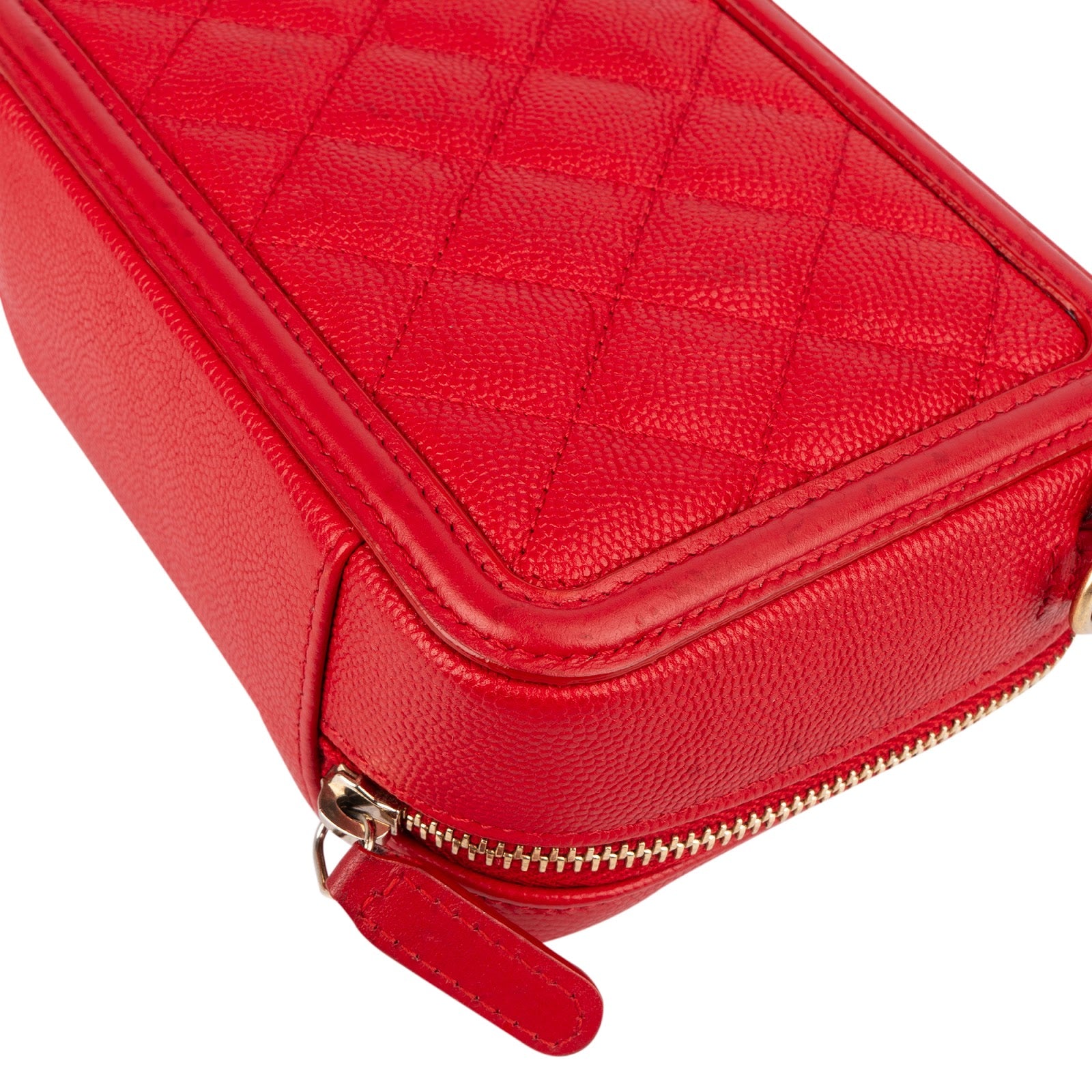 Chanel Quilted Caviar Leather Small Filigree Vanity Case Crossbody