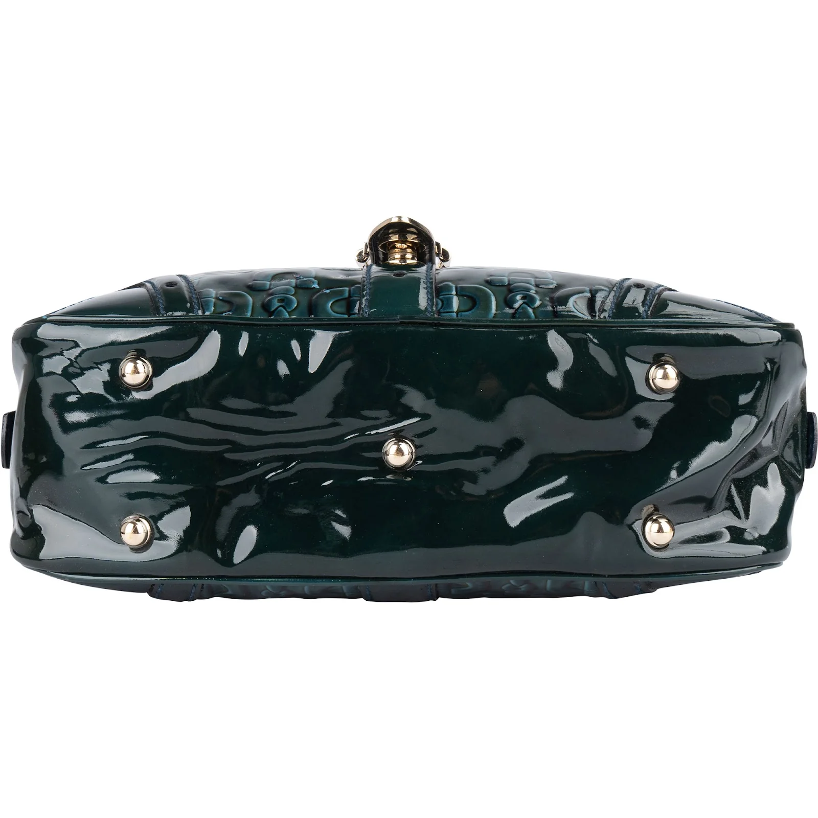 Gucci Monogram Patent Leather Horsebit Boston Bag