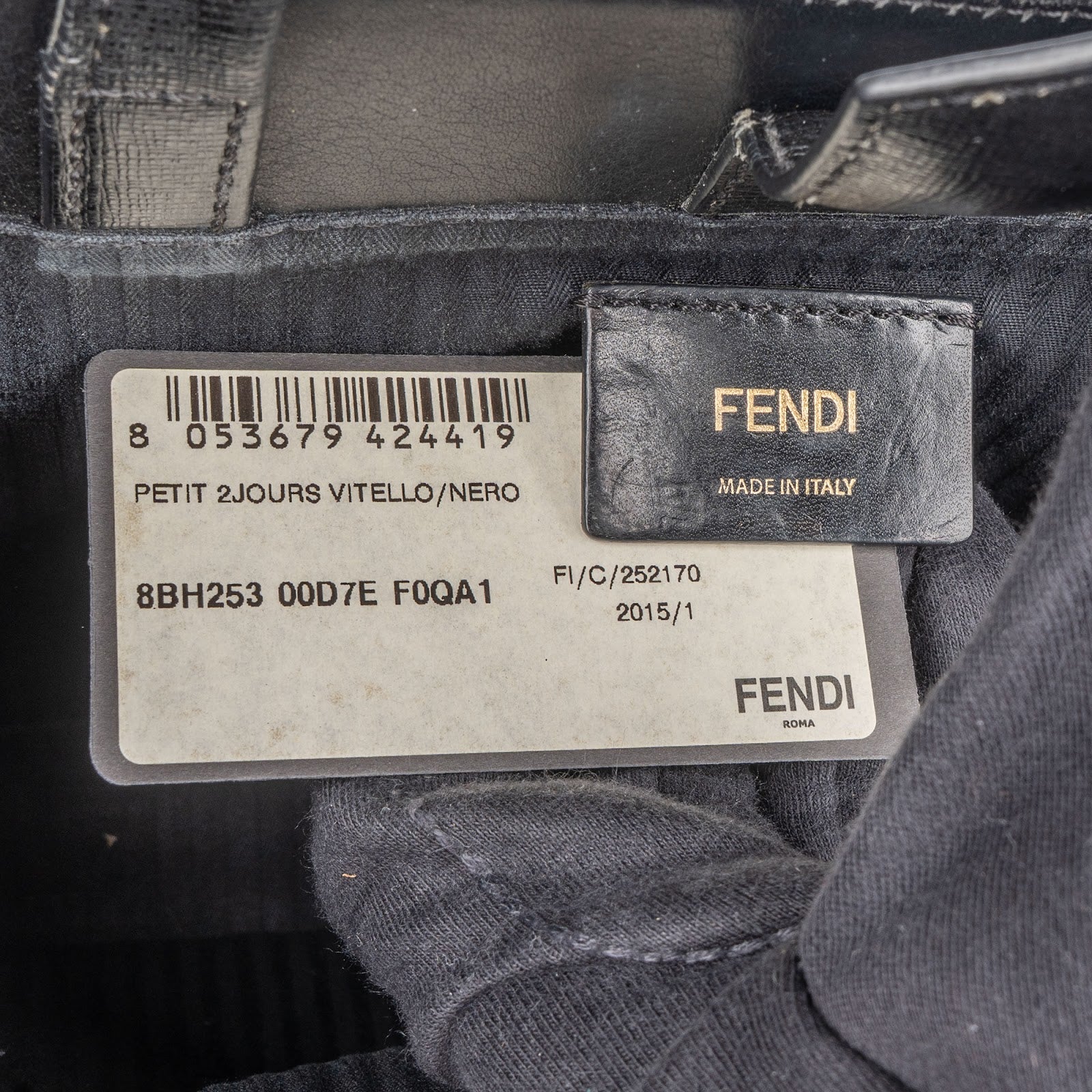 Fendi Black Leather 2Jours Handbag