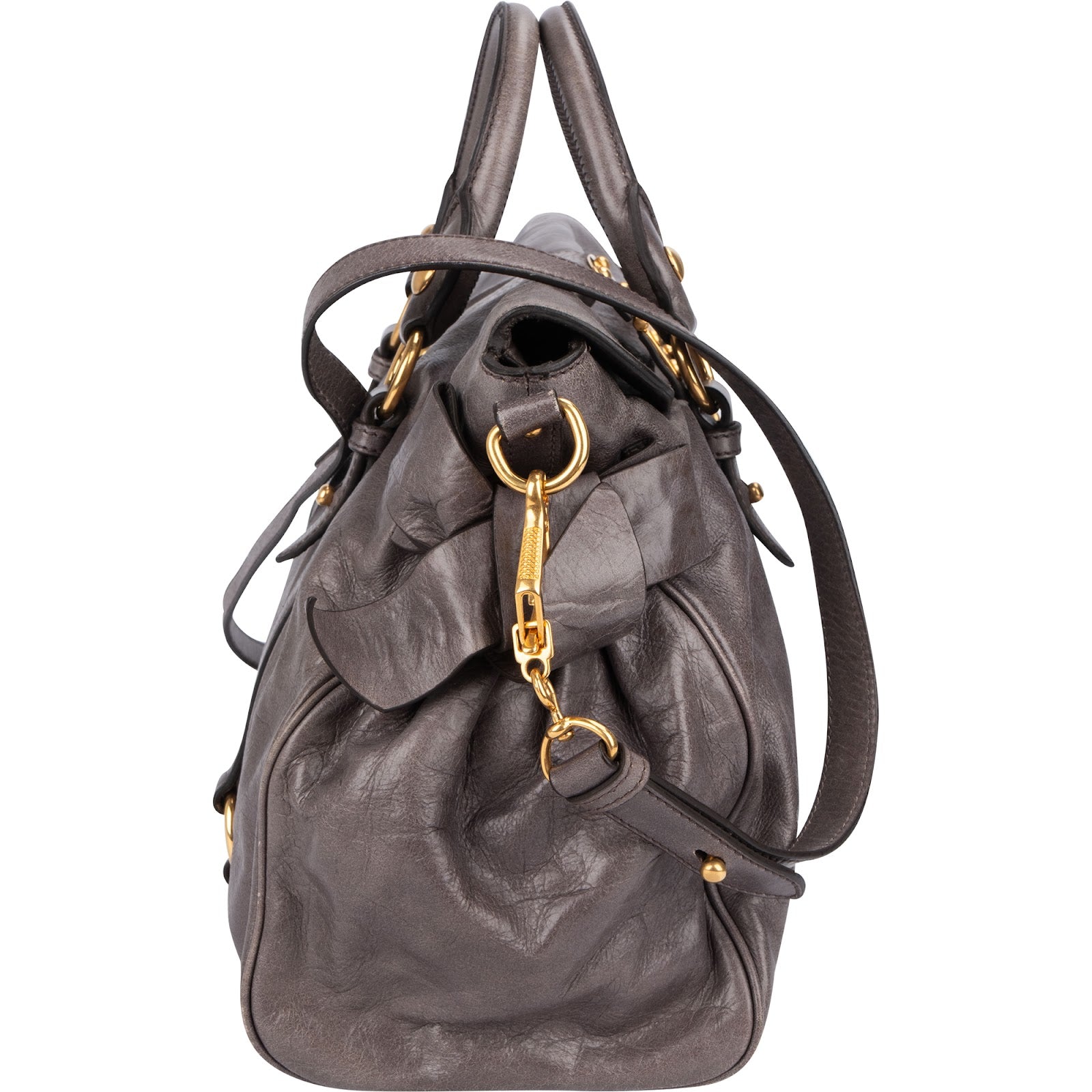 Miu Miu Vitello Lux Bow City Satchel Handbag