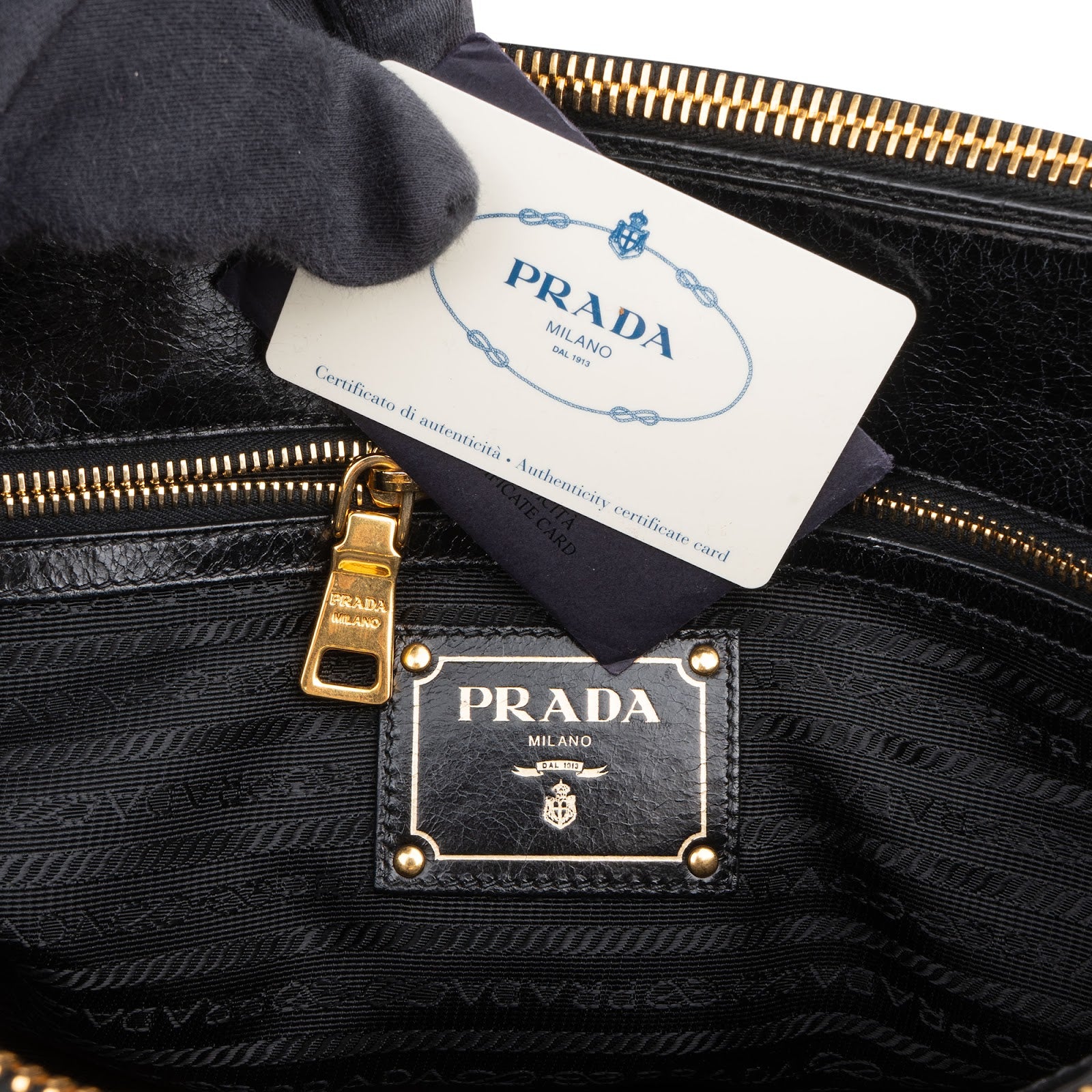 Prada Vitello Shine Leather Bauletto Handbag
