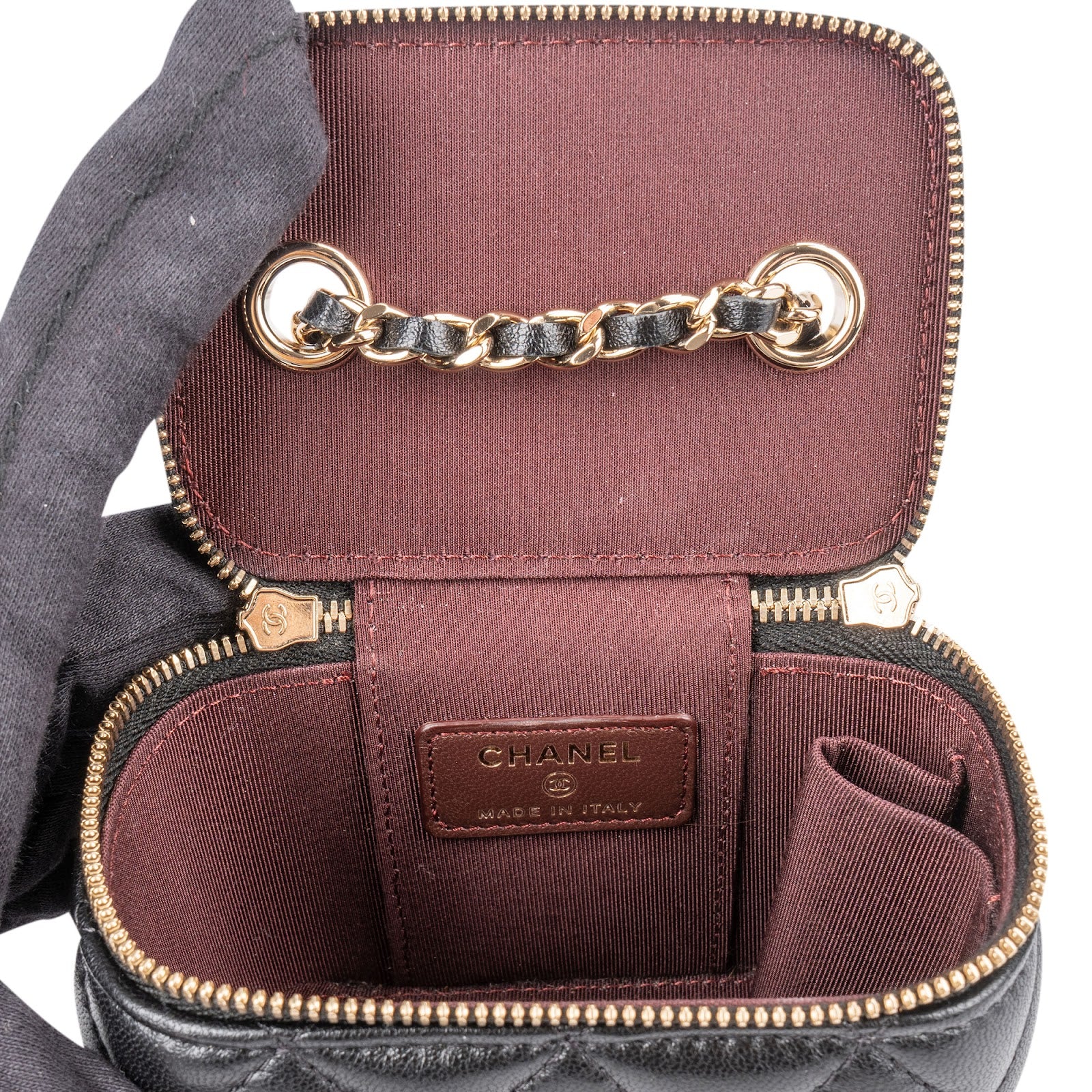 Chanel Quilted Lambskin Mini Vanity Case Crossbody Bag