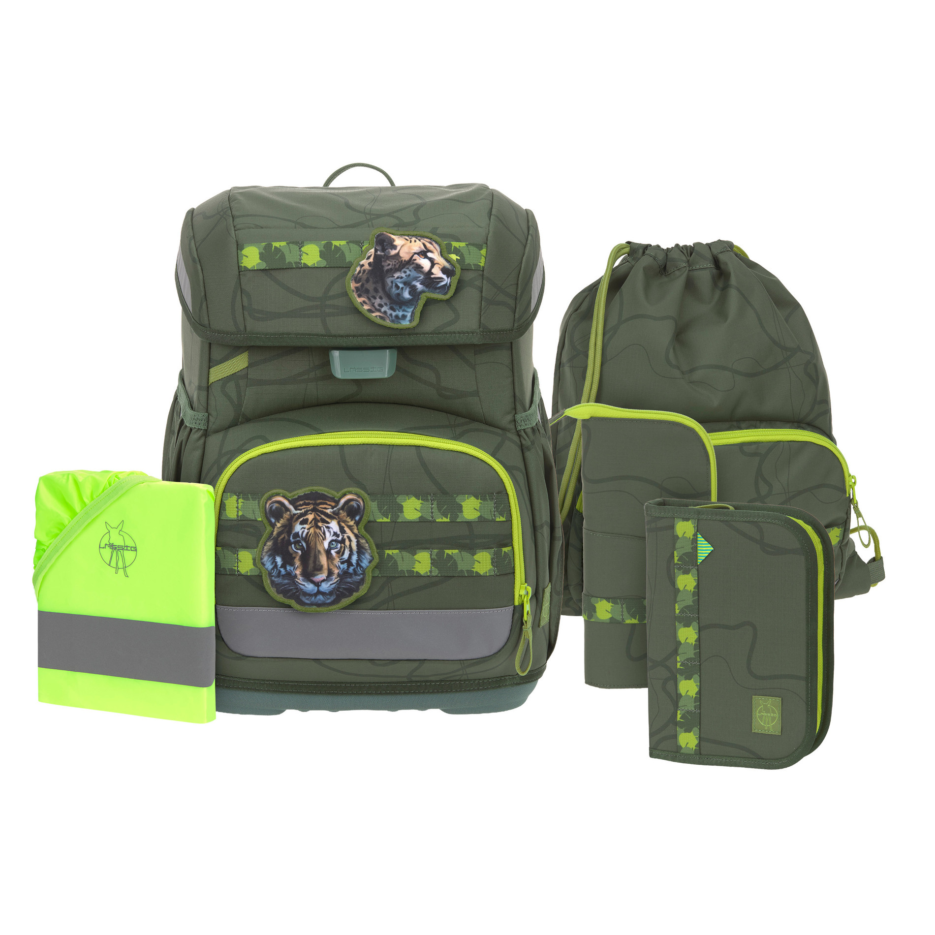 School Set Light Unique Schulranzenset 5tlg. - Jungle green