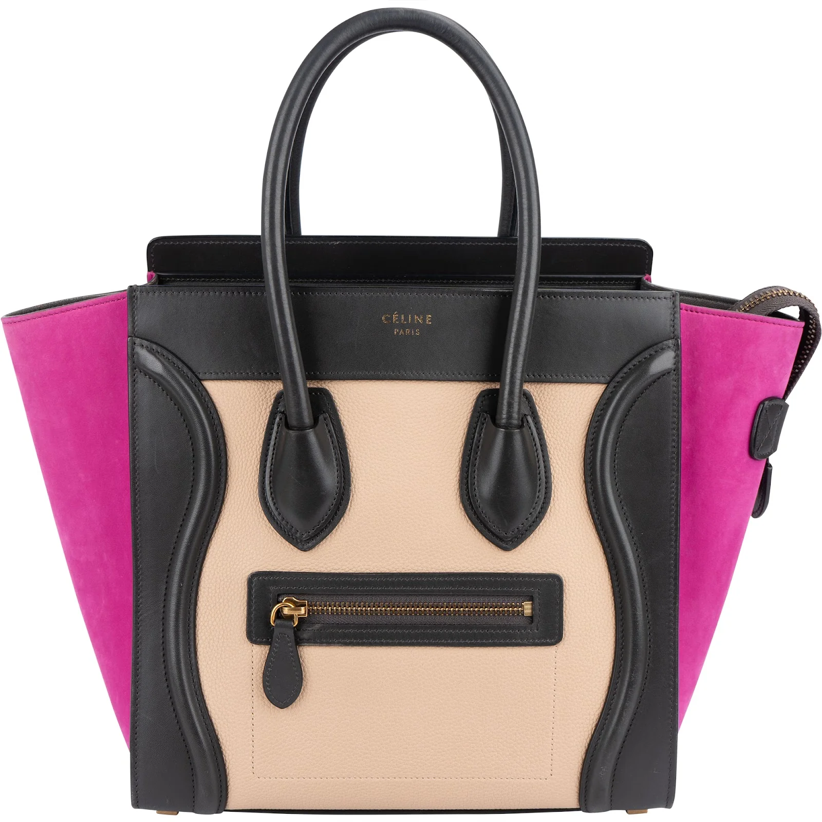 Céline Tricolor Suede Leather Luggage Handbag