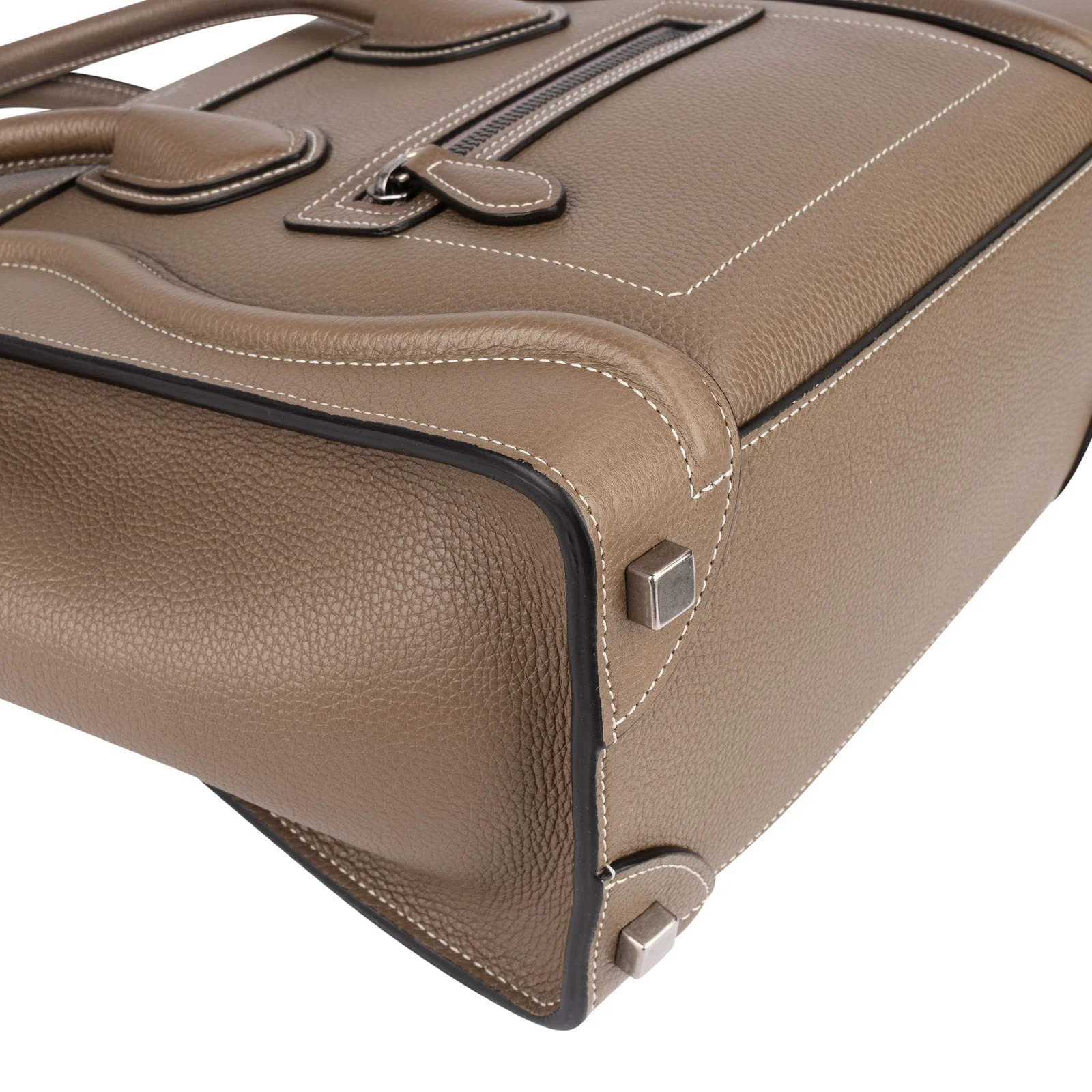 Céline Drummed Calfskin Luggage Handbag