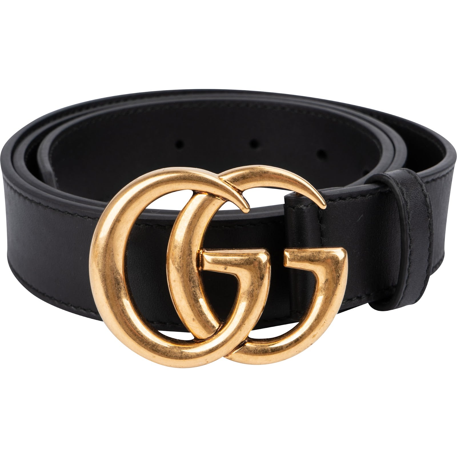 Gucci Black Leather GG Marmont Gürtel (85 / 34)