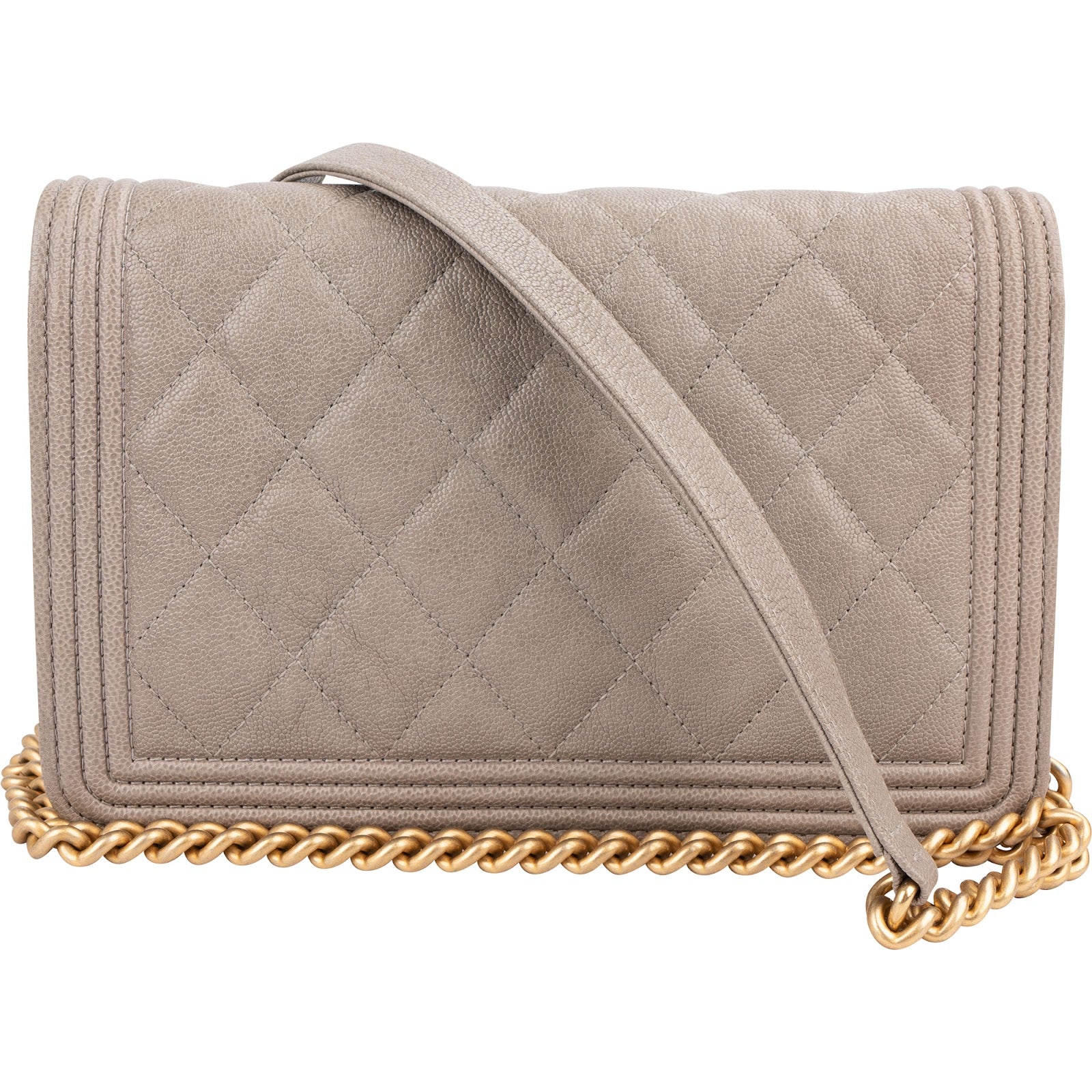 Chanel Quilted Caviar Leather Boy Wallet On Chain Crossbody Bag