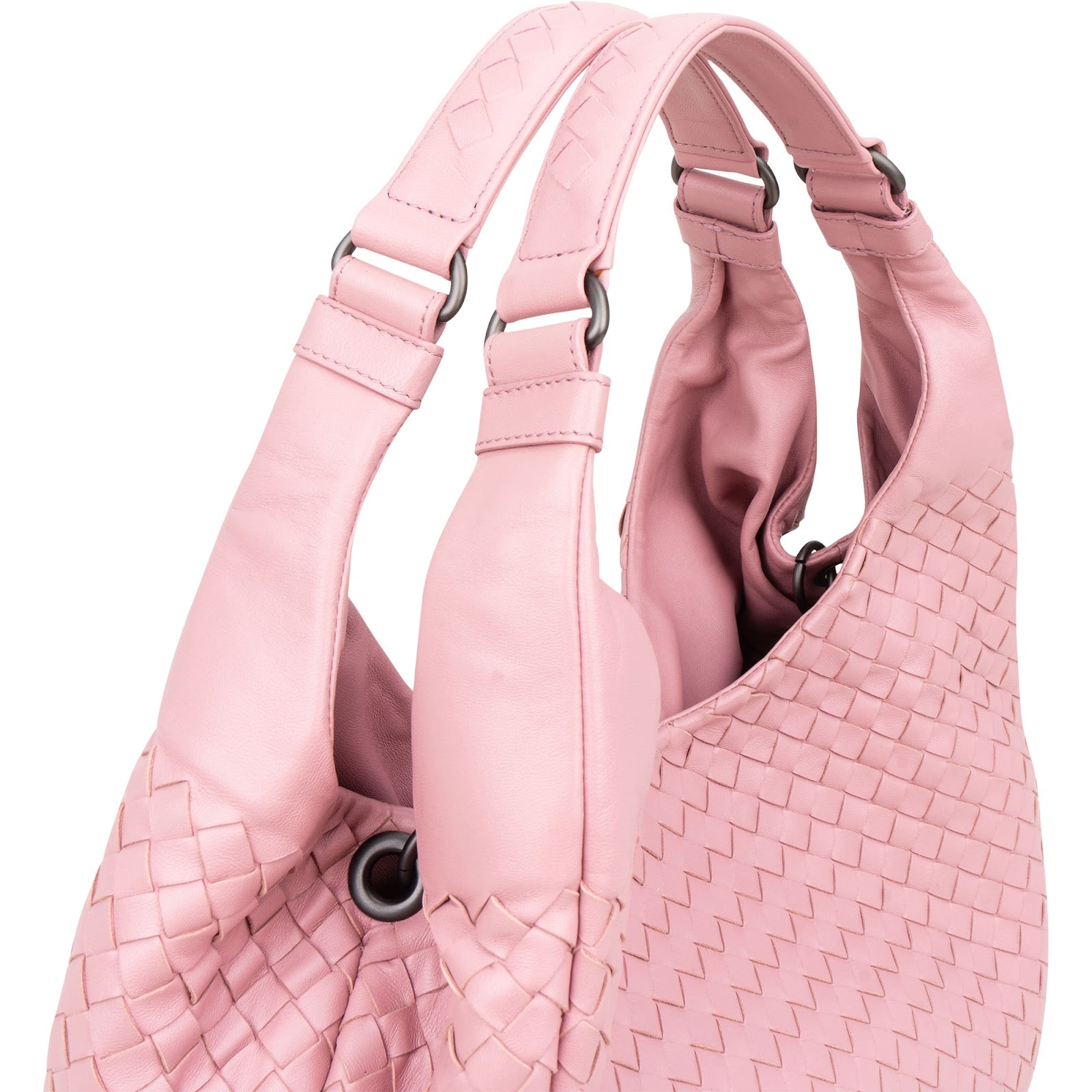 Sac à bandoulière hobo en cuir Intrecciato rose de Bottega Veneta