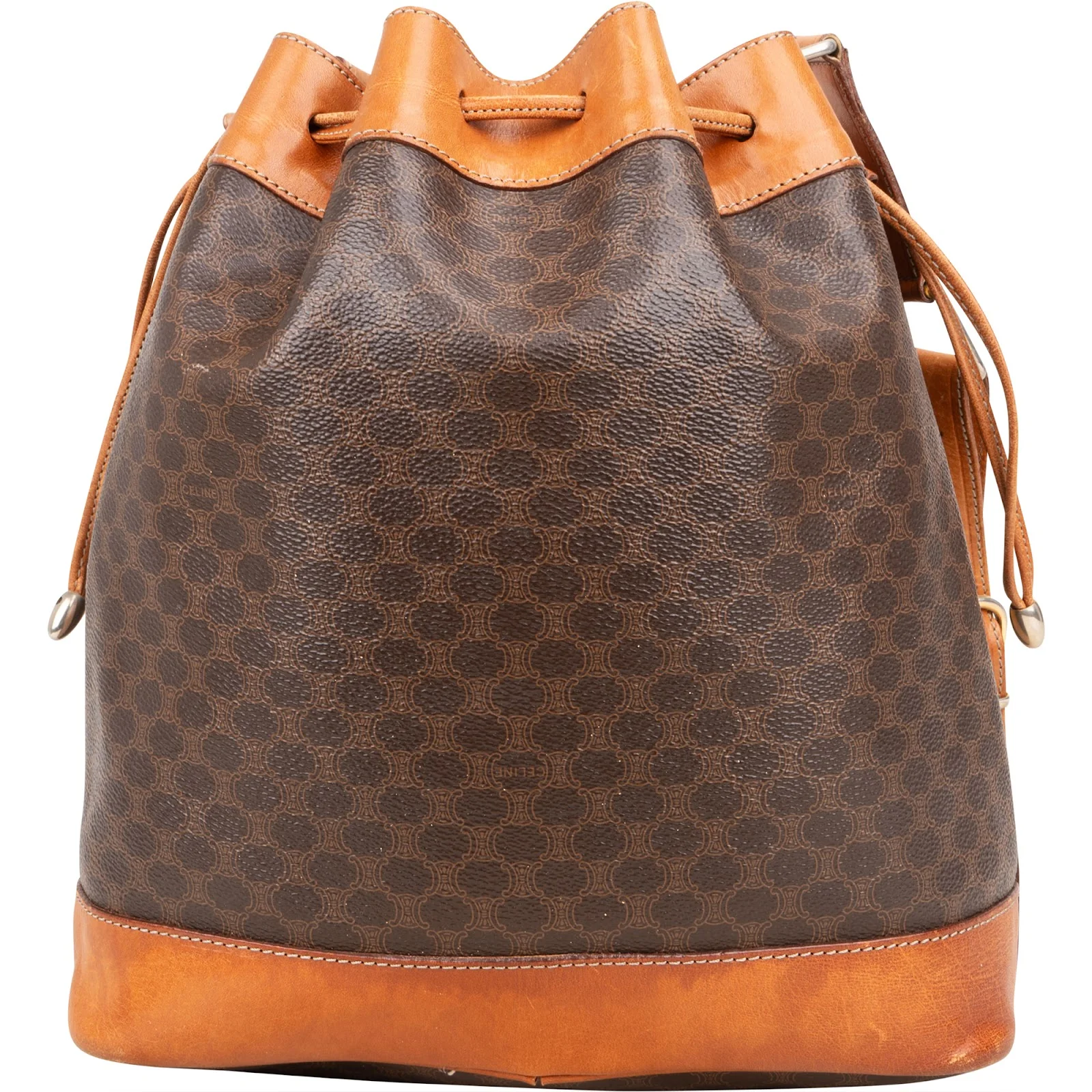 Celine Macadam Canvas Drawstring Bucket Shoulder Bag