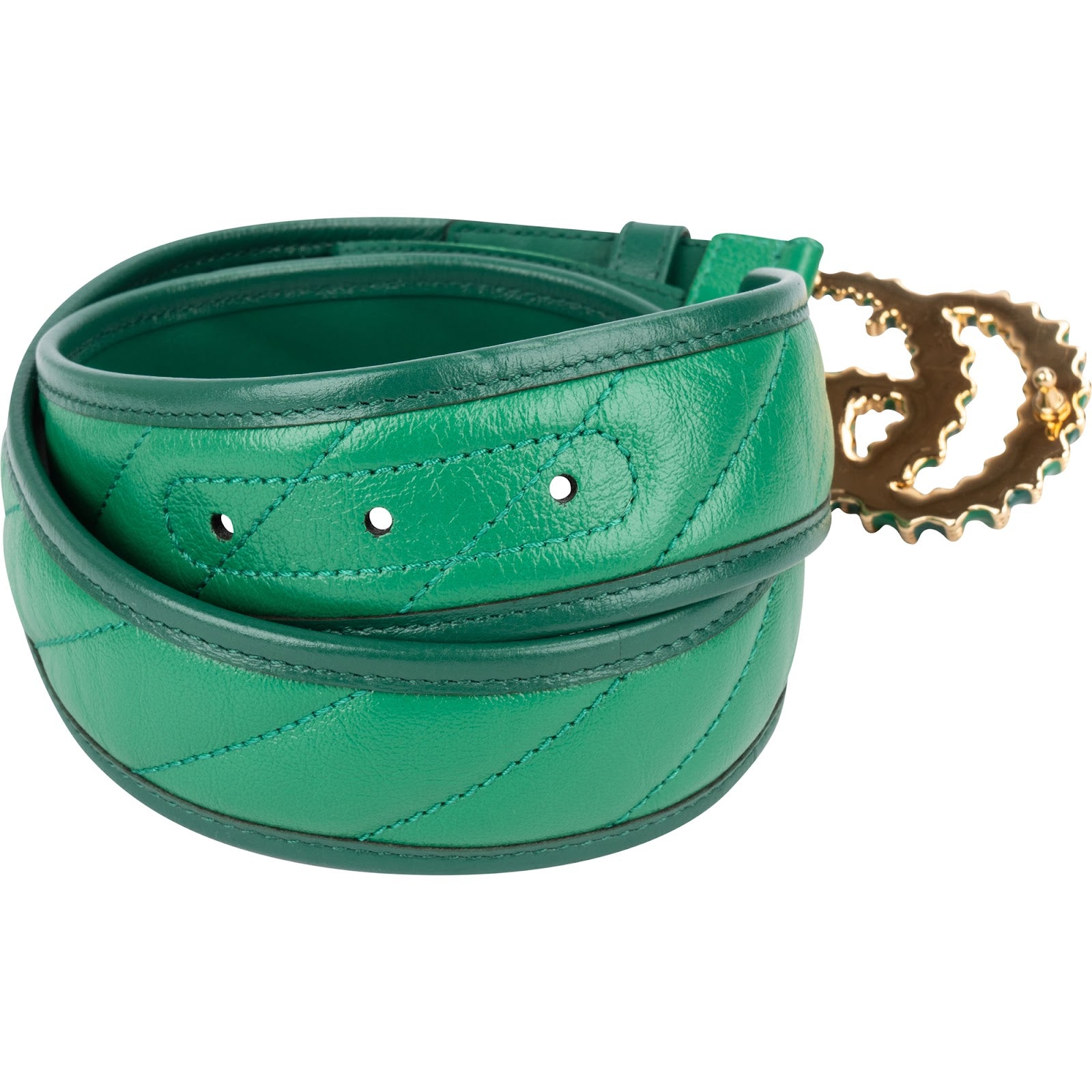 Gucci Green GG Marmont Quilted Leather Torchon Belt (75)