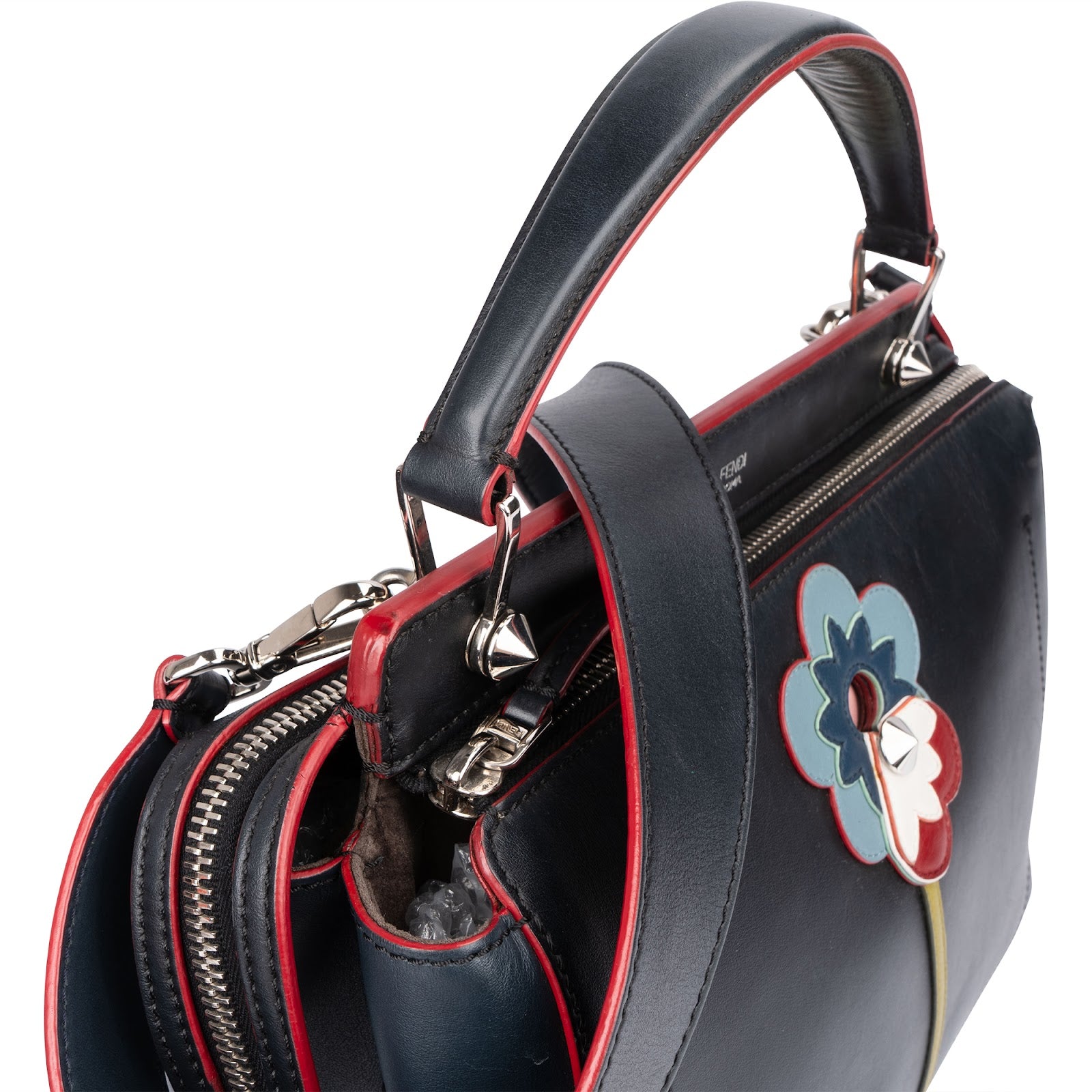 Fendi Bicolor Leather Flowerland 2 in 1 Dotcom Handbag